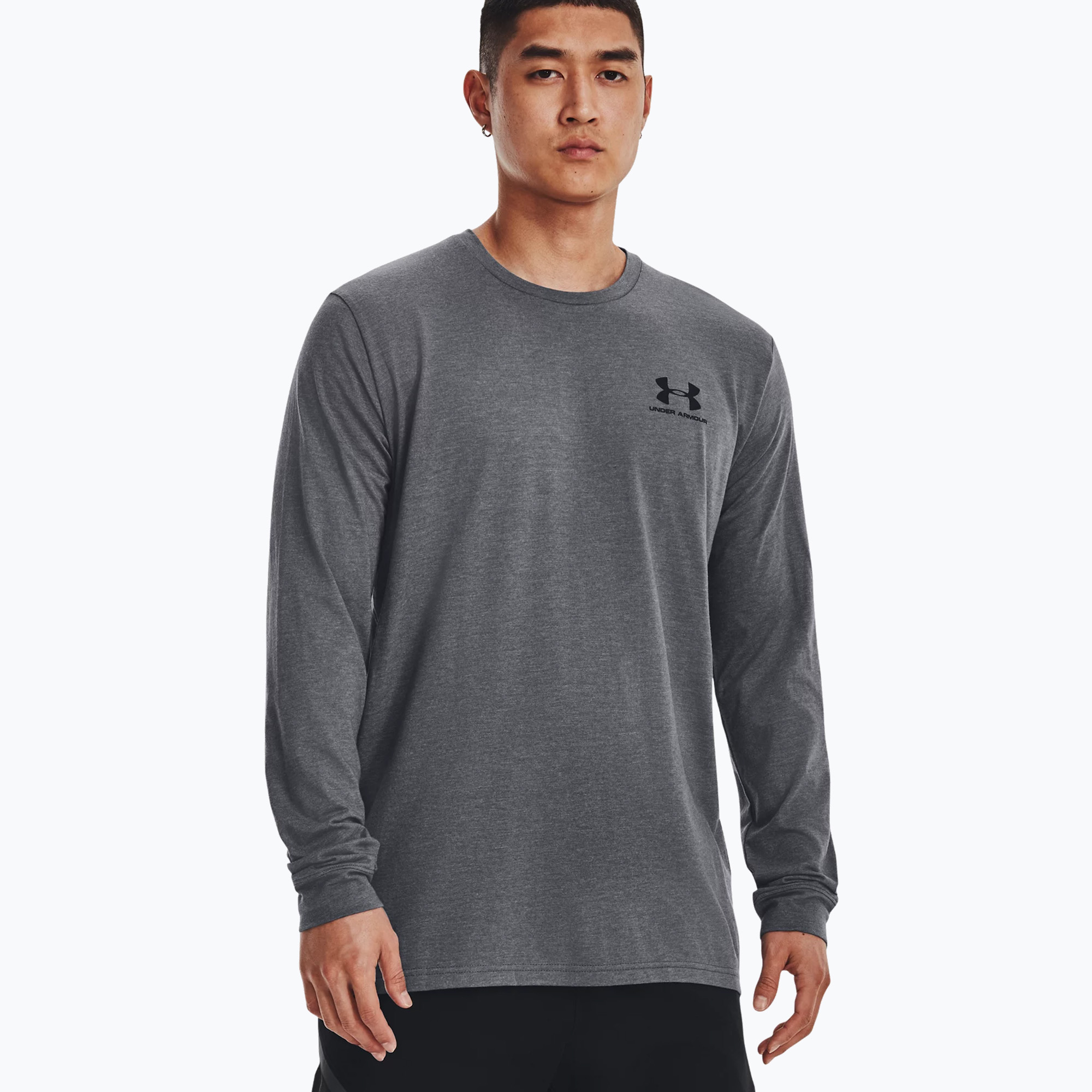 Pánske tréningové tričko s dlhým rukávom Under Armour Sportstyle Left Chest LS 12 šedé 1329585 (Sportstyle Left Chest 1329585-012)