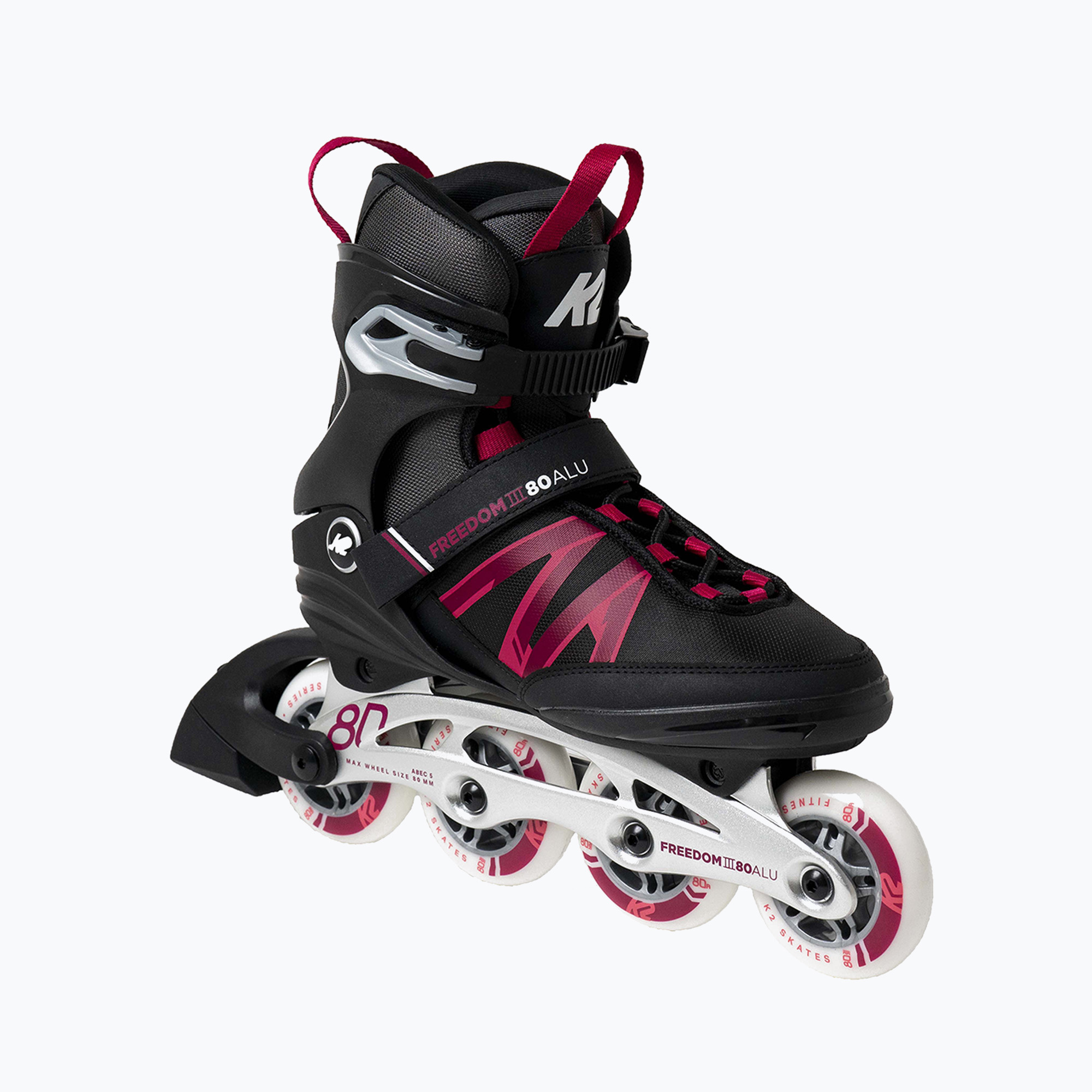Dámske kolieskové korčule K2 Freedom III 8 Alu black/pink 3H621.1.1.65 (Freedom III 80 Alu 30H0621.1.1.065)