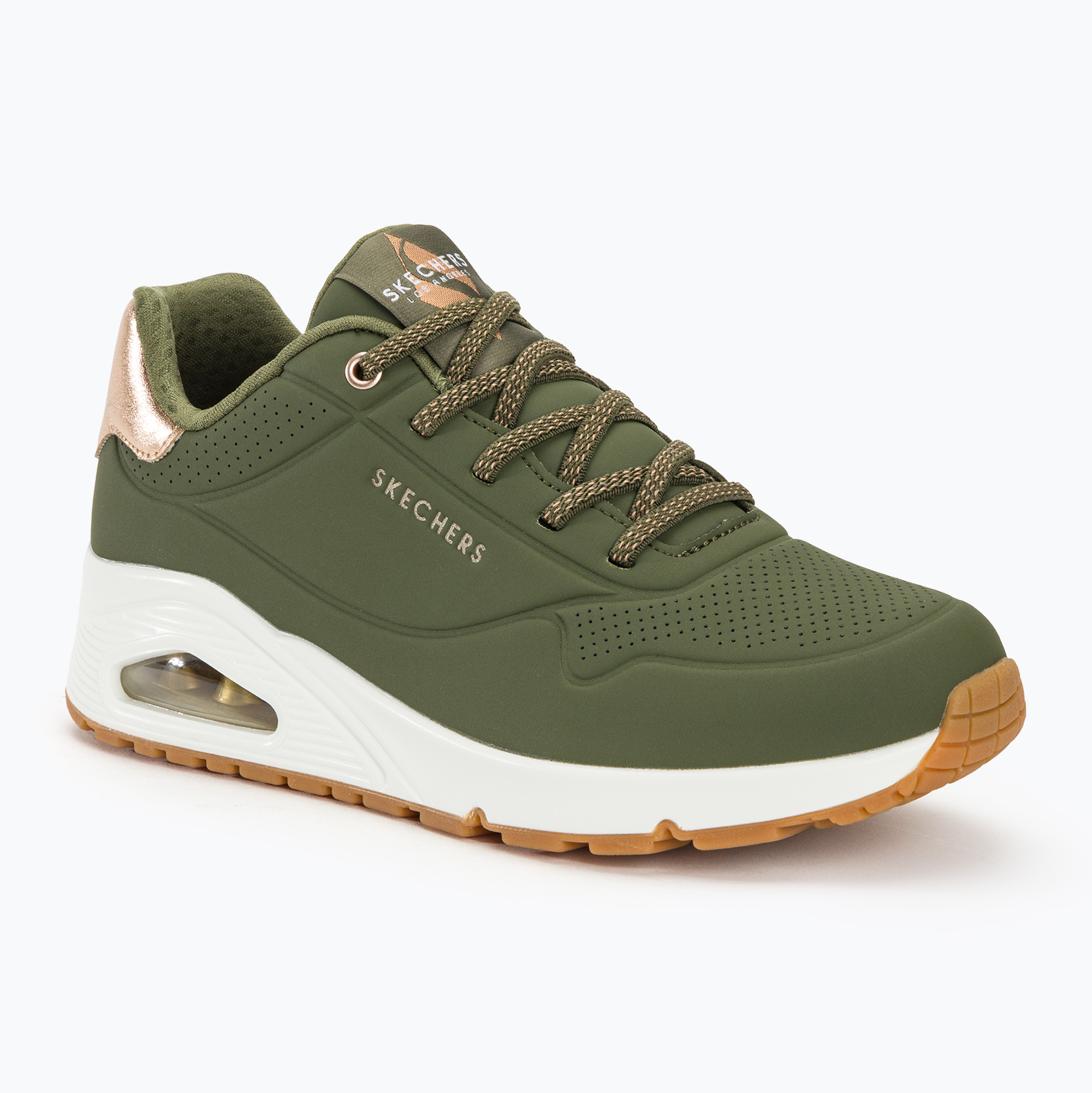 Dámske topánky SKECHERS Uno Shimmer Away olive/rose gold/mesh (Uno Shimmer Away 155196 OLV)