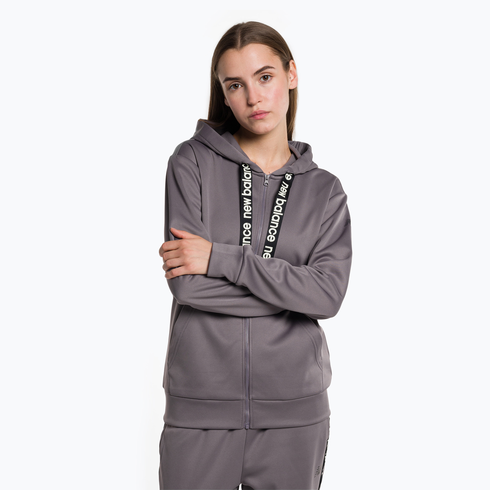 Dámska tréningová mikina New Balance Relentless Performance Fleece Full Zip sivá WJ13174