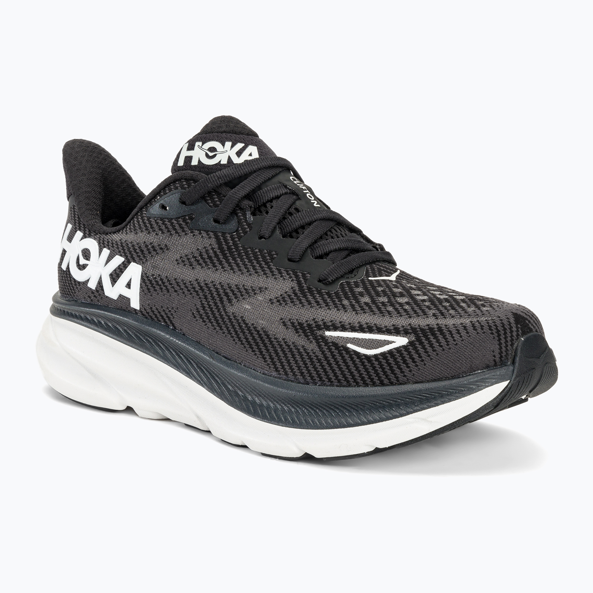 Dámska bežecká obuv HOKA Clifton 9 Wide black/white (Clifton 9 Wide 1132211-BWHT)