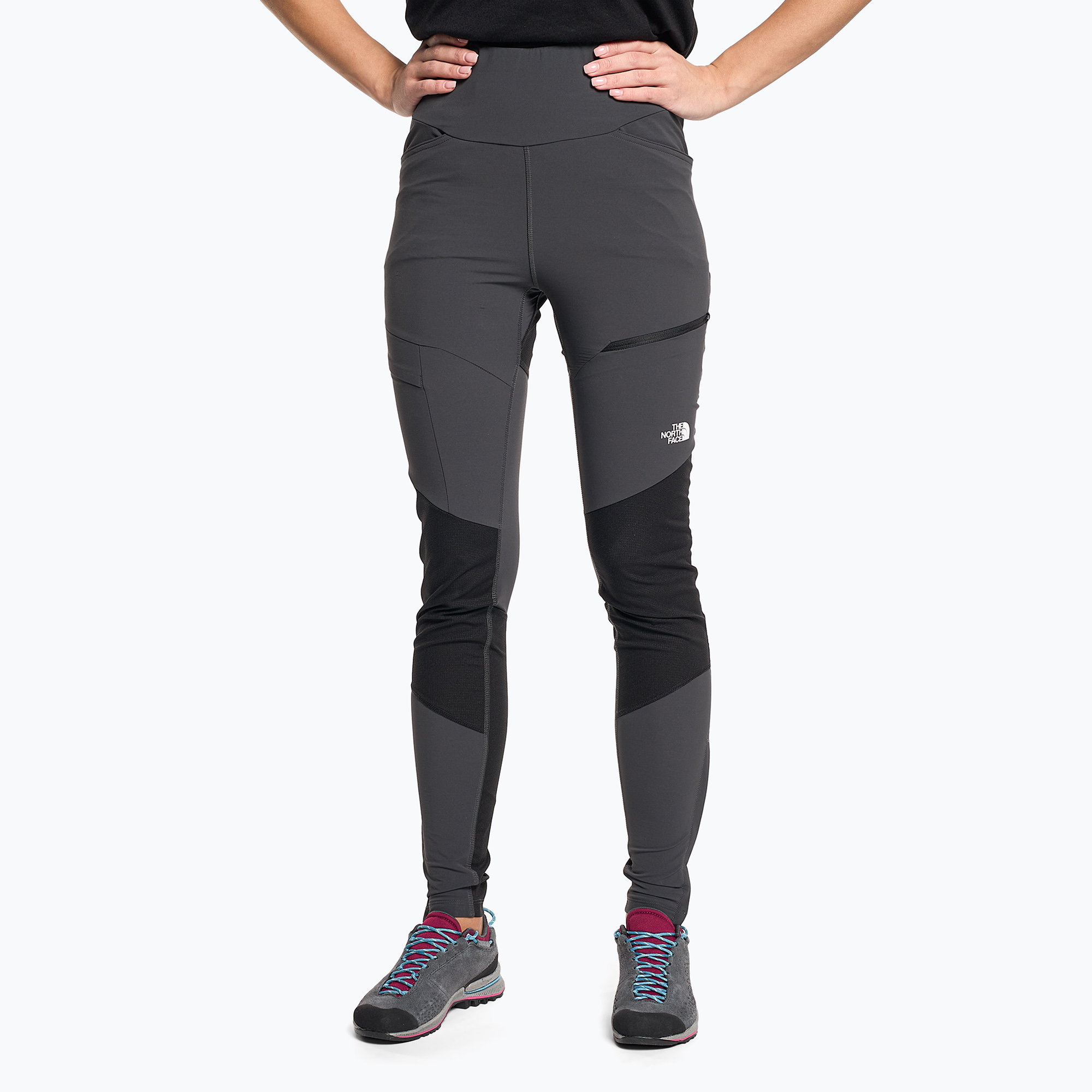 Dámske lezecké nohavice The North Face Felik Alpine Tight asphalt grey/black/black (Felik Alpine Tight NF0A825H)