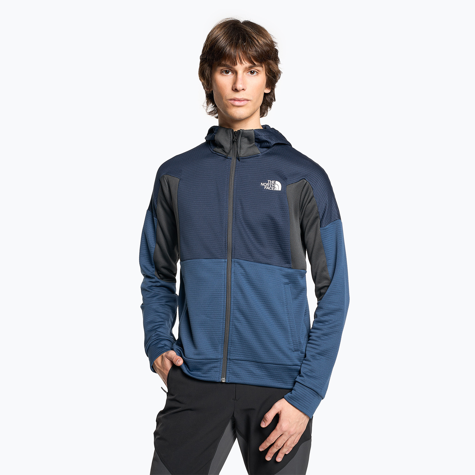 Pánska trekingová mikina The North Face Ma Full Zip Fleece shady blue/summit navy/asphalt grey (Mountain Athletics Full Zip Fleece NF0A857EOXL1)