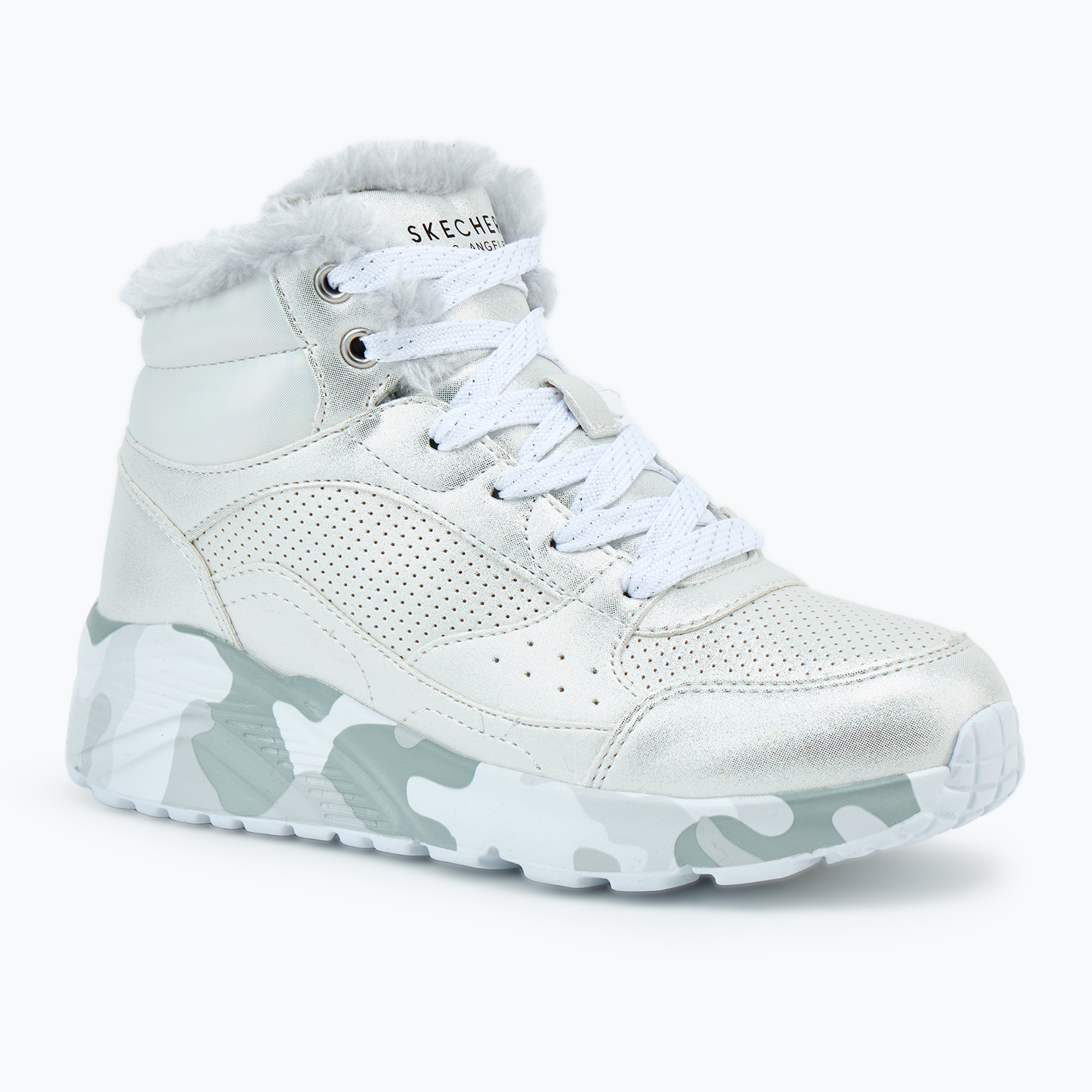Detské topánky SKECHERS Uno Lite Camo Dazzle silver/grey (Uno Lite Camo Dazzle 310485L SLGY)