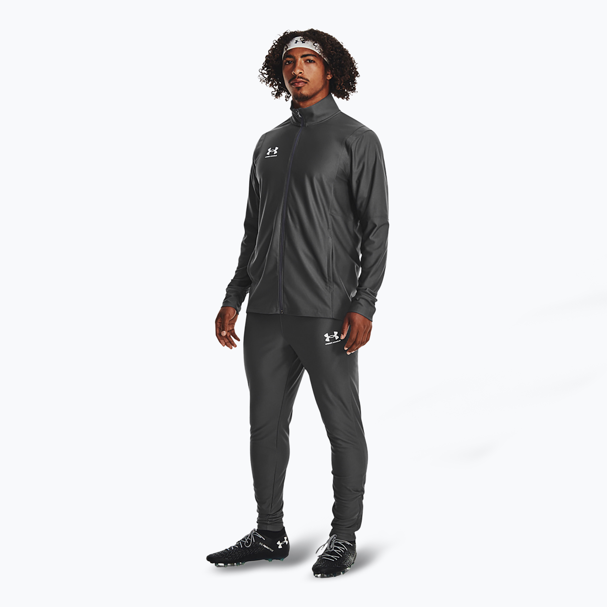 Pánska súprava Under Armour Challenger Tracksuit castlerock/white (Challenger Tracksuit 1379592-025)