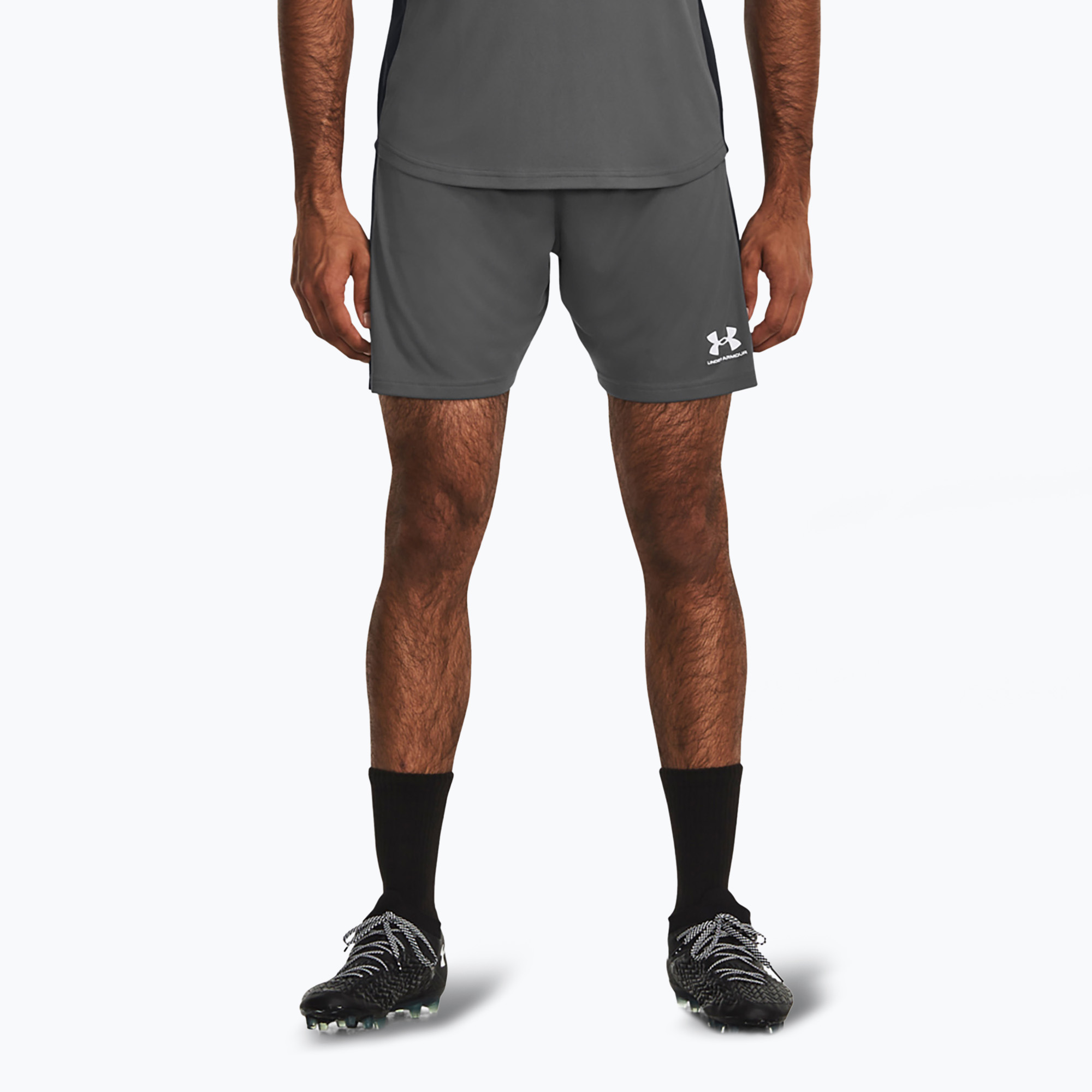 Pánske futbalové šortky Under Armour Challenger castlerock/white (Challenger 1379507-025)