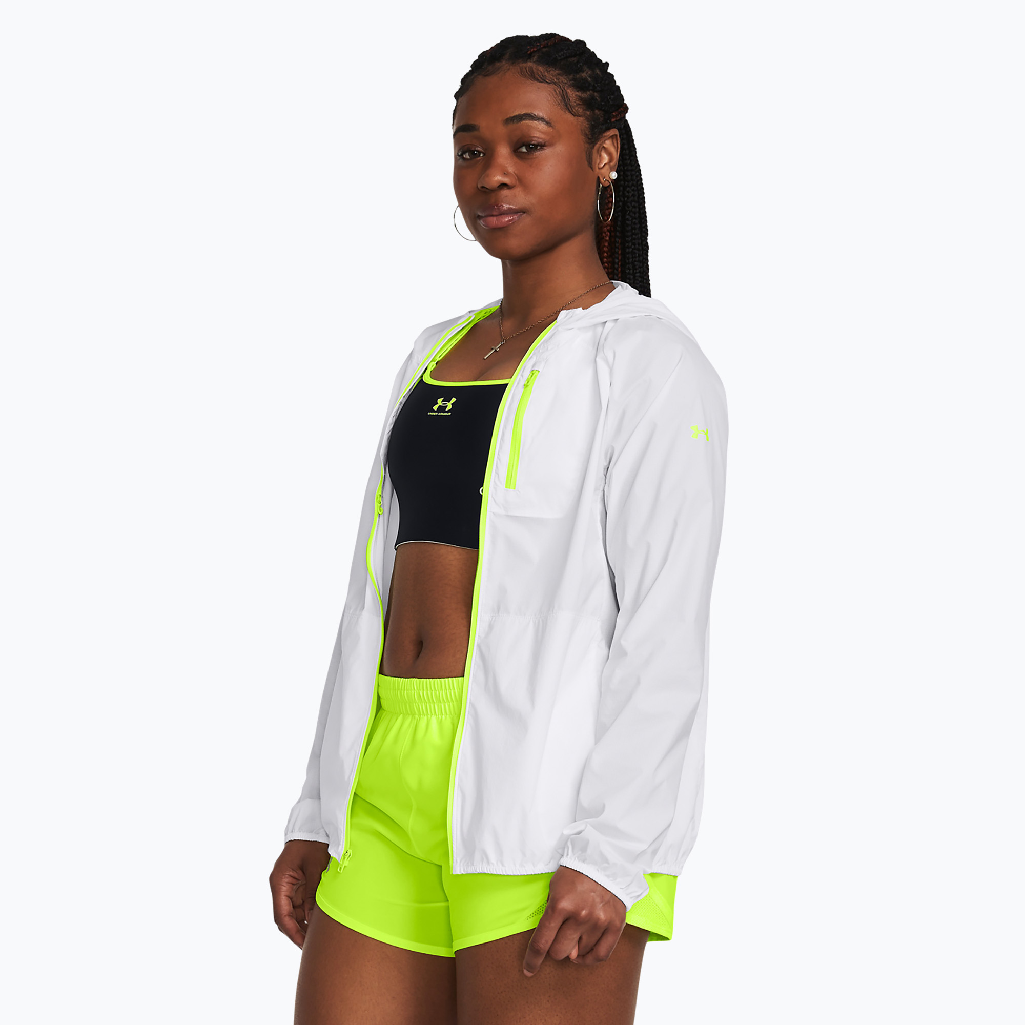 Dámska bežecká bunda Under Armour Phantom Windbreaker white/high-vis yellow/high-vis yellow (Phantom Windbreaker 1381881)