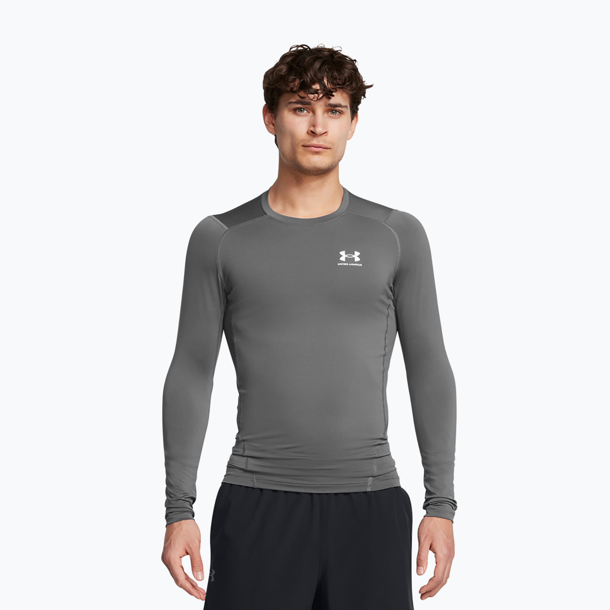 Pánske tričko longsleeve Under Armour Heat Gear Armour Comp castlerock/white