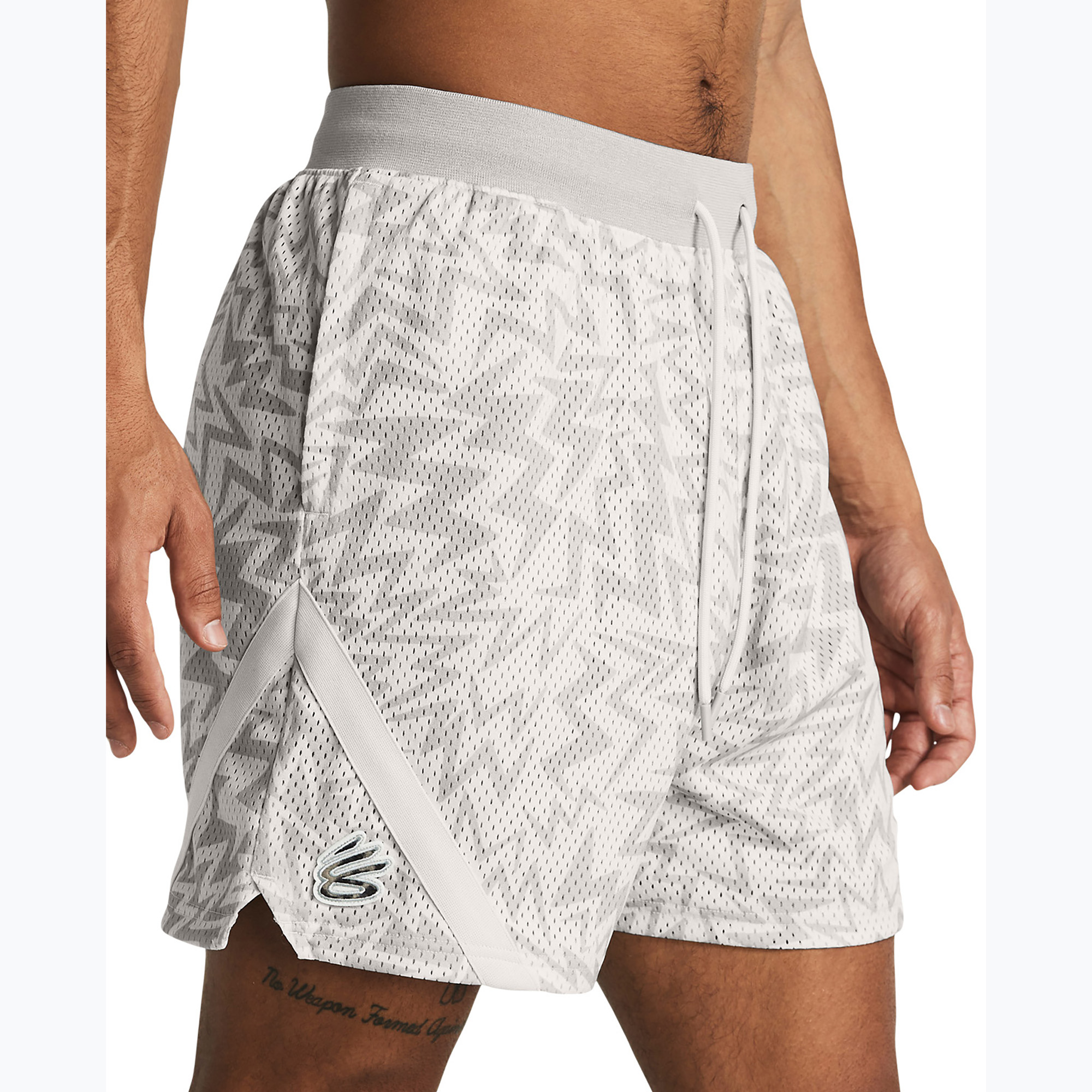 Pánske basketbalové šortky Under Armour Curry Mesh Short white clay/mod gray (Curry Mesh Short 1383375)