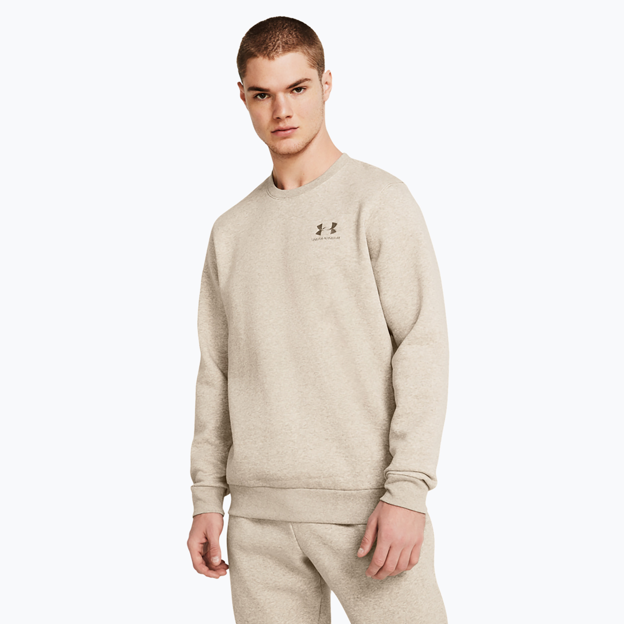 Pánska mikina Under Armour Essential Fleece Crew timberwolf taupe light hthr/timberwolf taupe (Essential Fleece Crew 1373032)