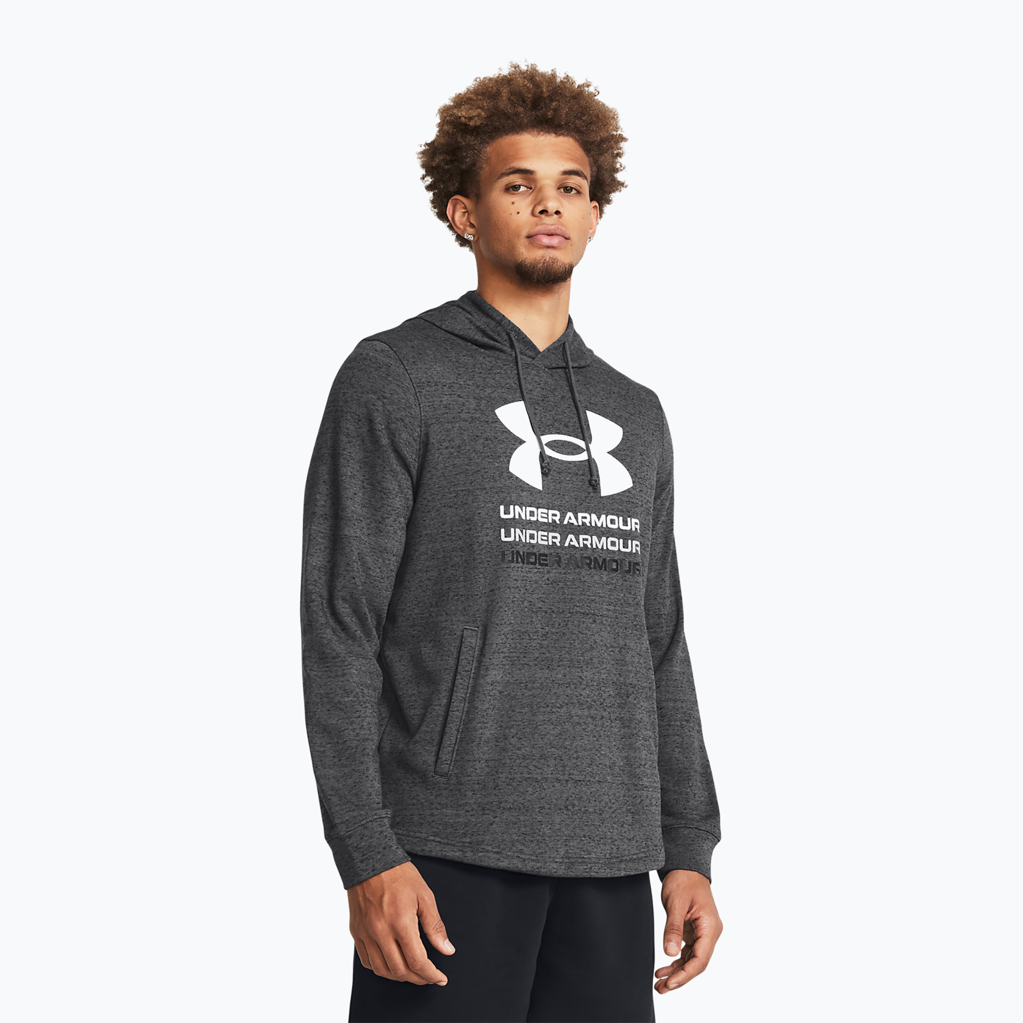 Pánska mikina Under Armour Rival Terry Graphic Hood castlerock/black (Rival Terry Graphic Hood 1386047-025)