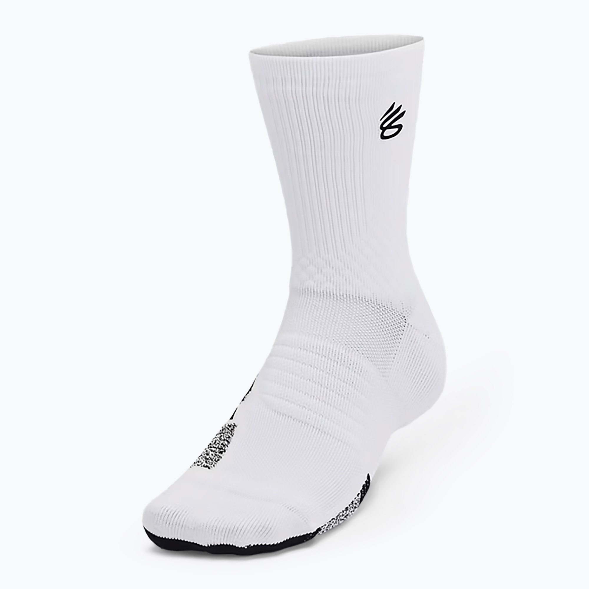 Pánske ponožky Under Armour Curry AD Playmaker 1P Mid white/black/black (Curry AD Playmaker 1P Mid 1376231-102)