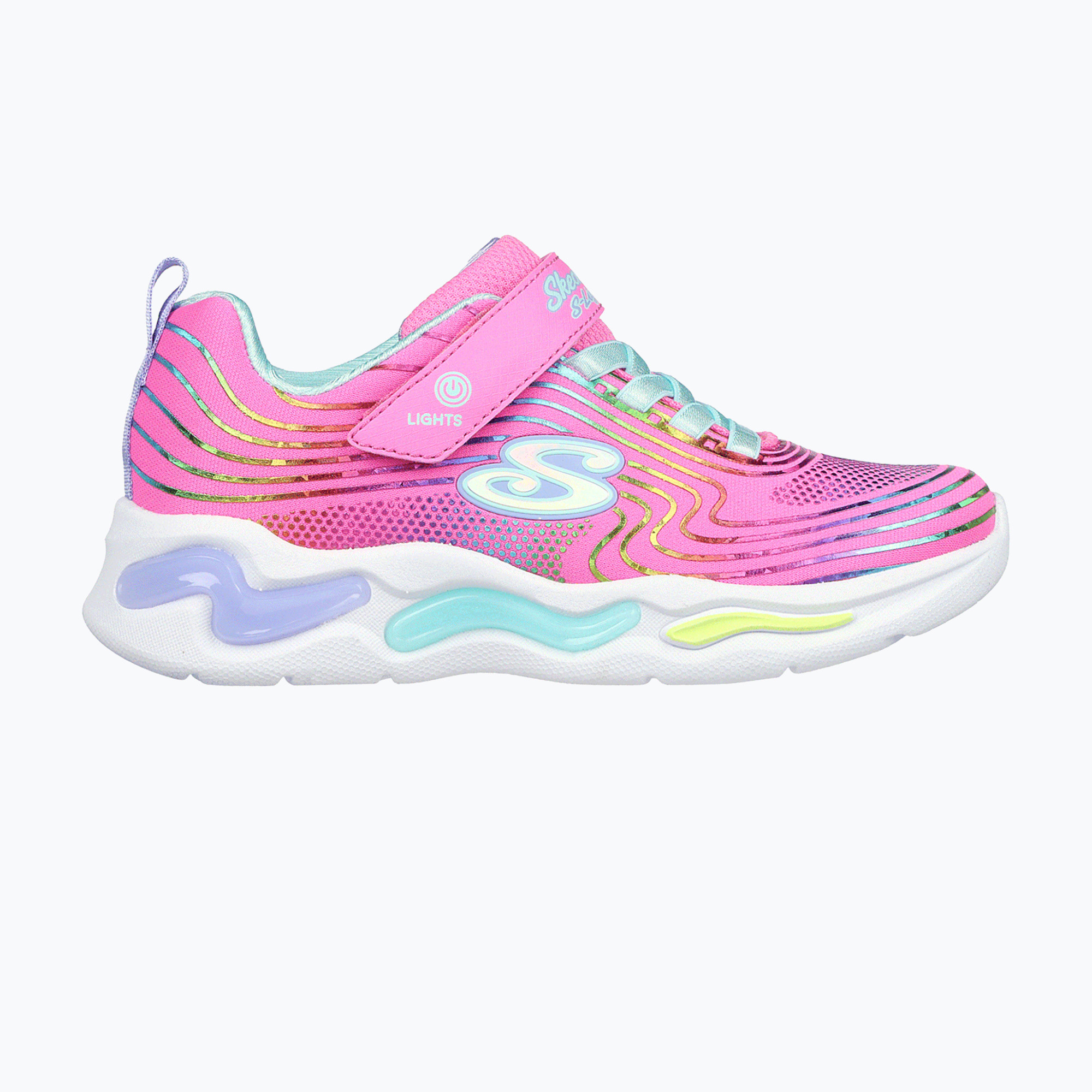 Detská obuv SKECHERS S-Lights Wavy Beams pink/multi (S-Lights Wavy Beams 302338L PKMT)