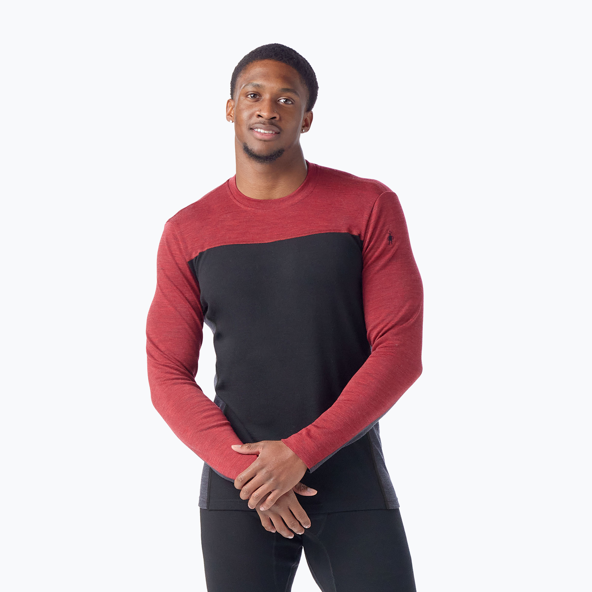 Pánsky termoaktívny longsleeve Smartwool Classic Thermal Merino Base Layer Colorblock Crew black (Classic Thermal Merino Base Layer Colorblock Crew