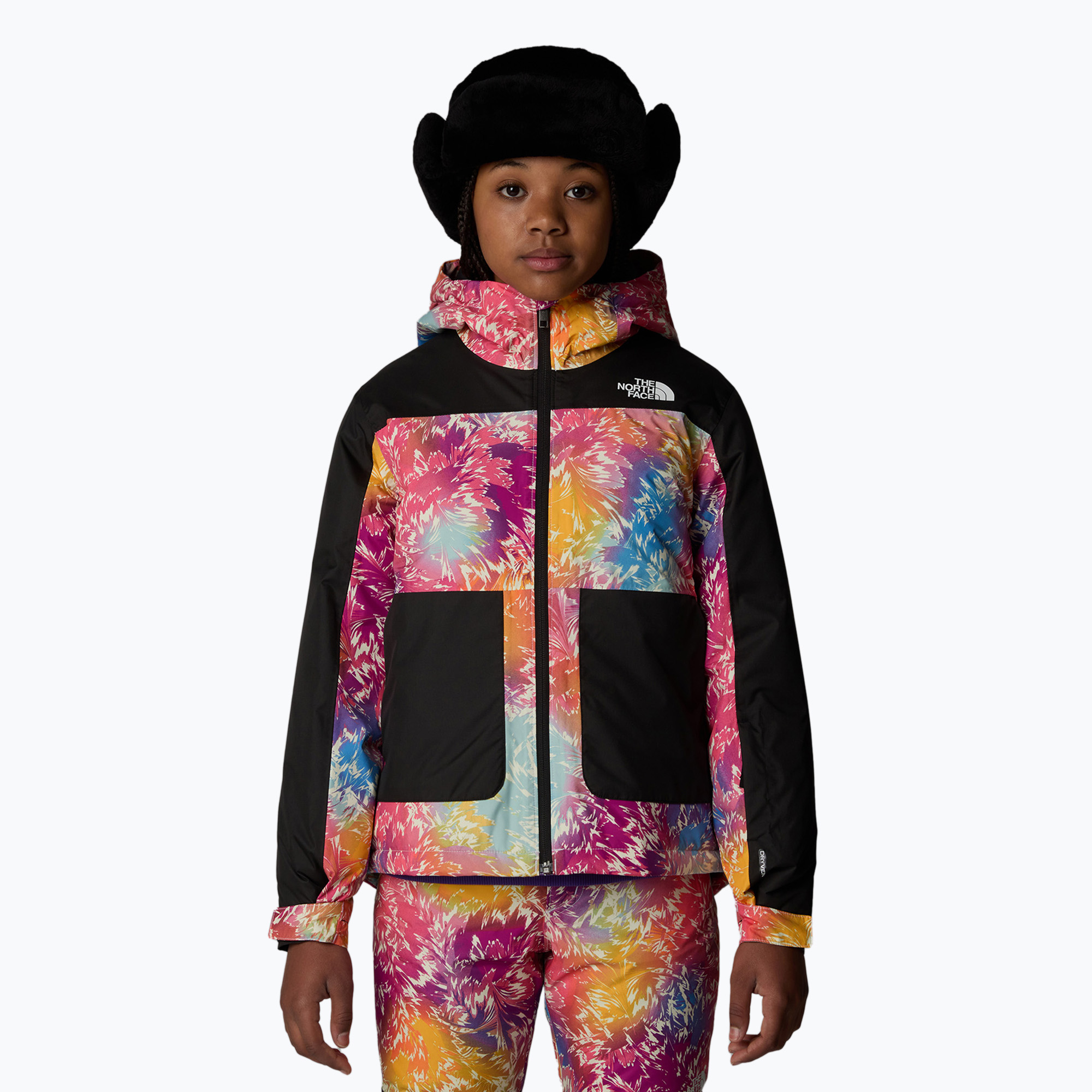Detská lyžiarska bunda The North Face Freedom Insulated radiant poppy blowing wind print (Freedom Insulated NF0A88UG8O61)