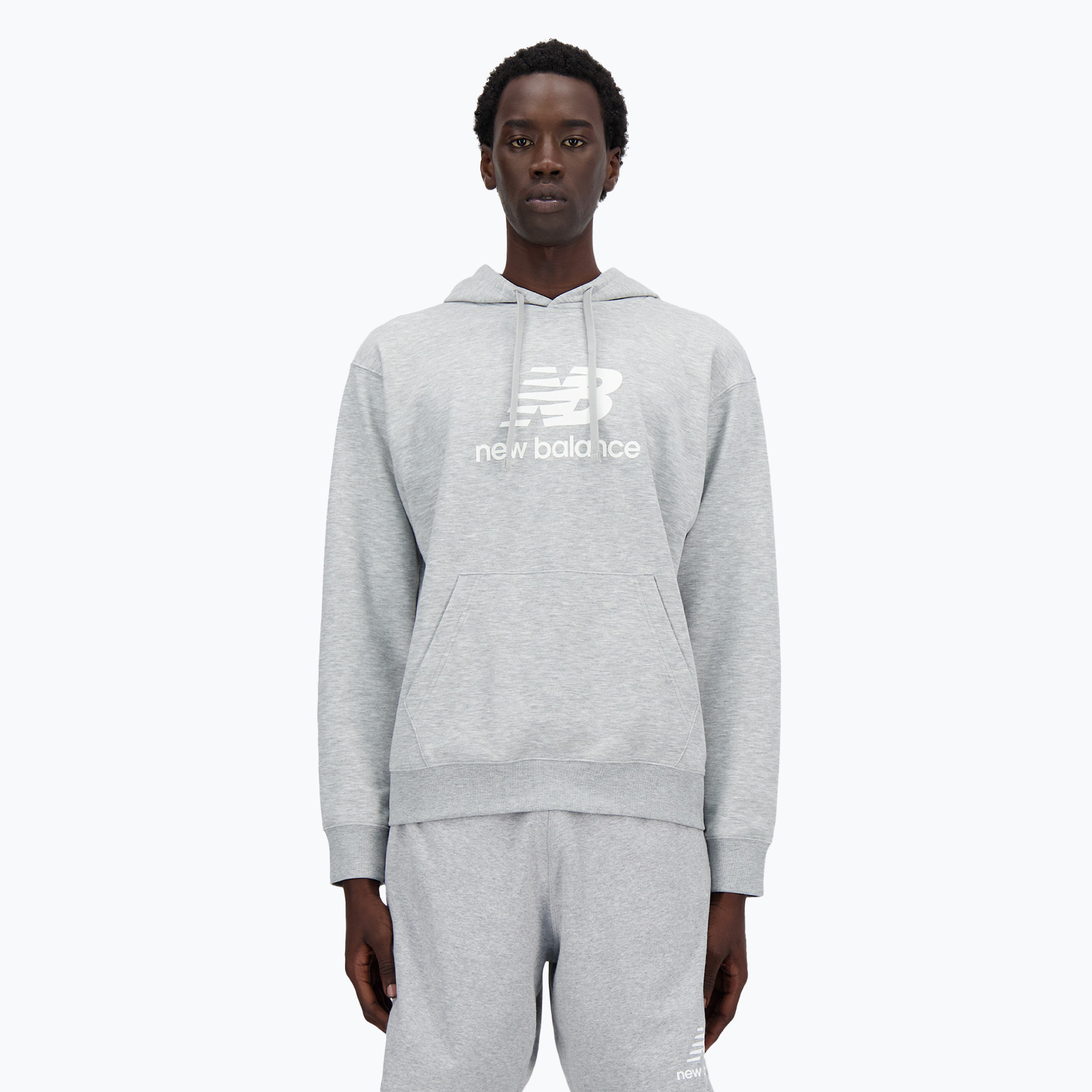 Pánska mikina New Balance Stacked Logo French Terry Hoodie athletic grey (Stacked Logo French Terry Hoodie MT41501AG)