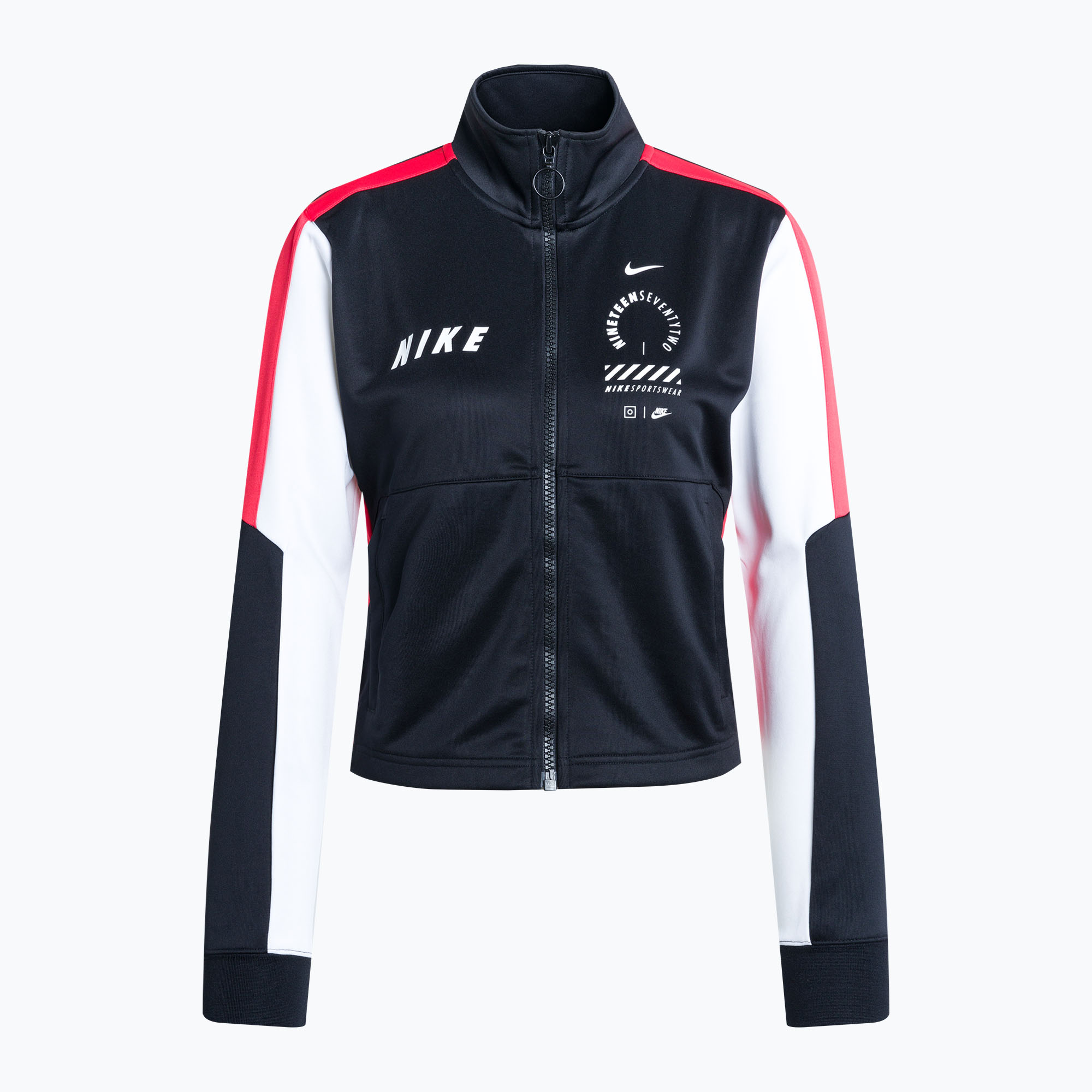 Dámska mikina Nike Sportswear čierna/svetlo karmínová/biela (Sportswear Tracksuit Top HF5958-010)