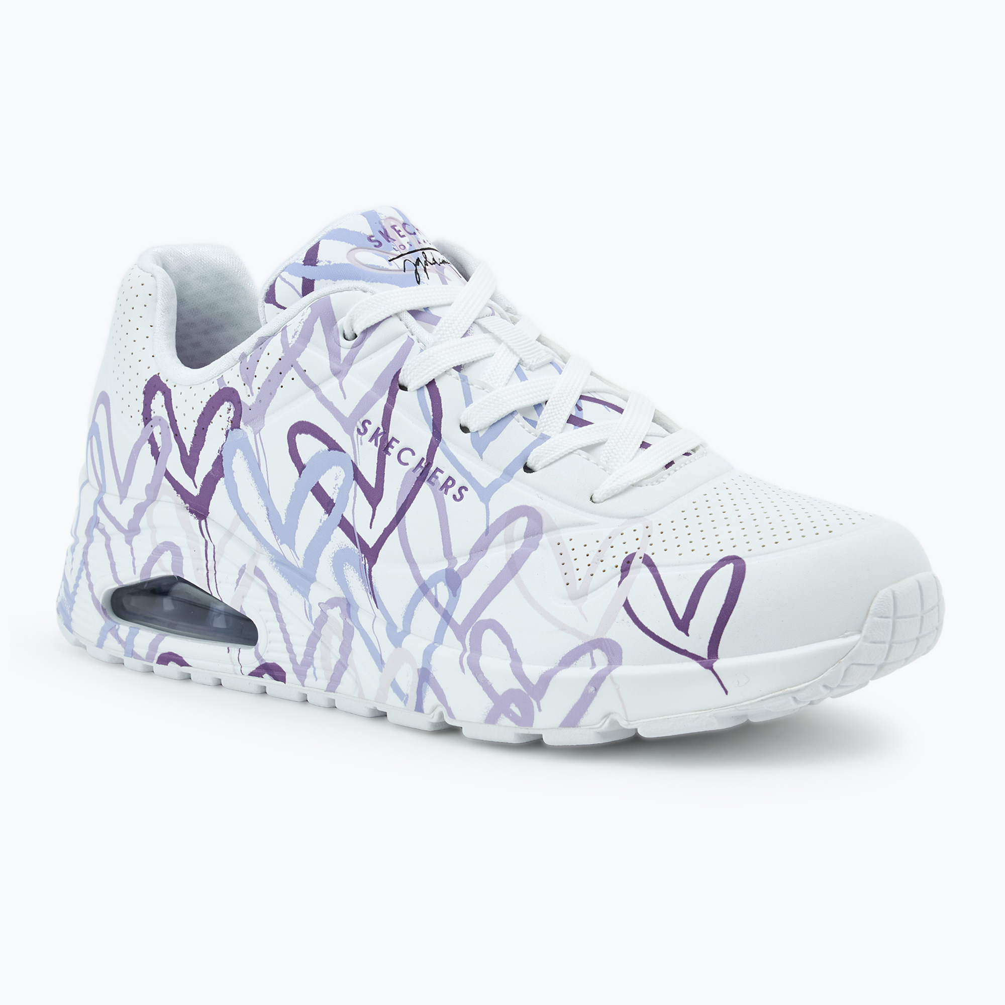 Dámske topánky SKECHERS JGoldcrown Uno Spread The Love white/light purple
