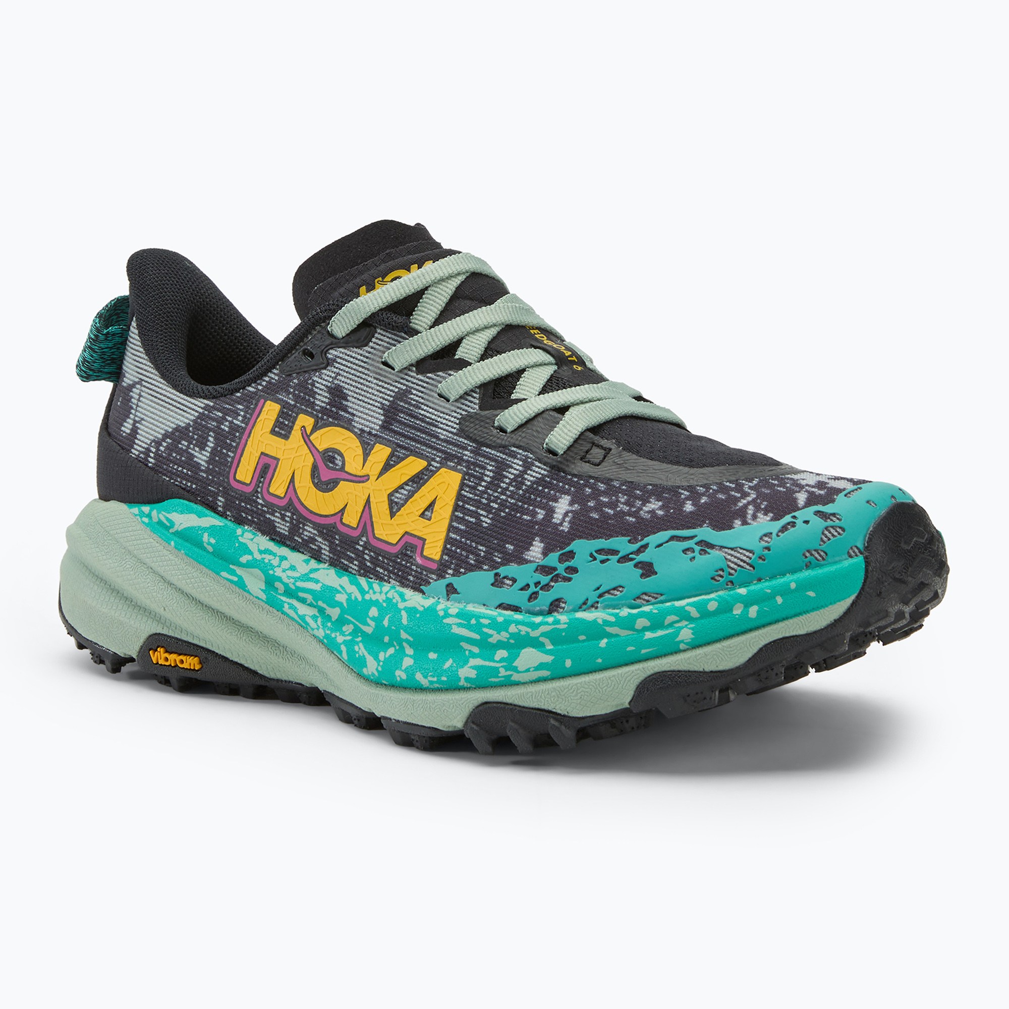 Dámska bežecká obuv HOKA Speedgoat 6 black/aloe vera (Speedgoat 6 1147811-BLVR)