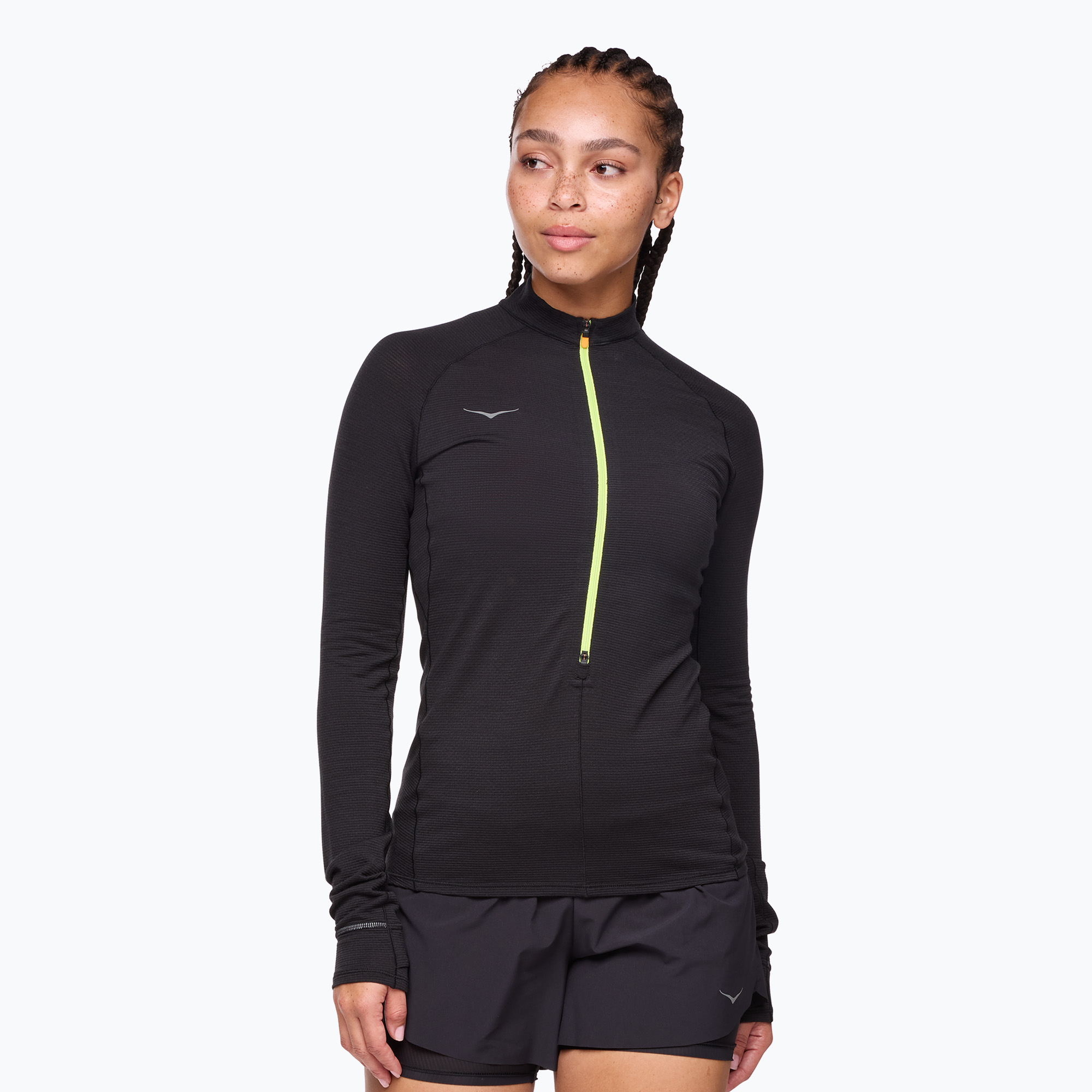 Dámske bežecké tričko Longsleeve HOKA BaseZip Long Sleeve black (BaseZip Long Sleeve 1156112-BLK)