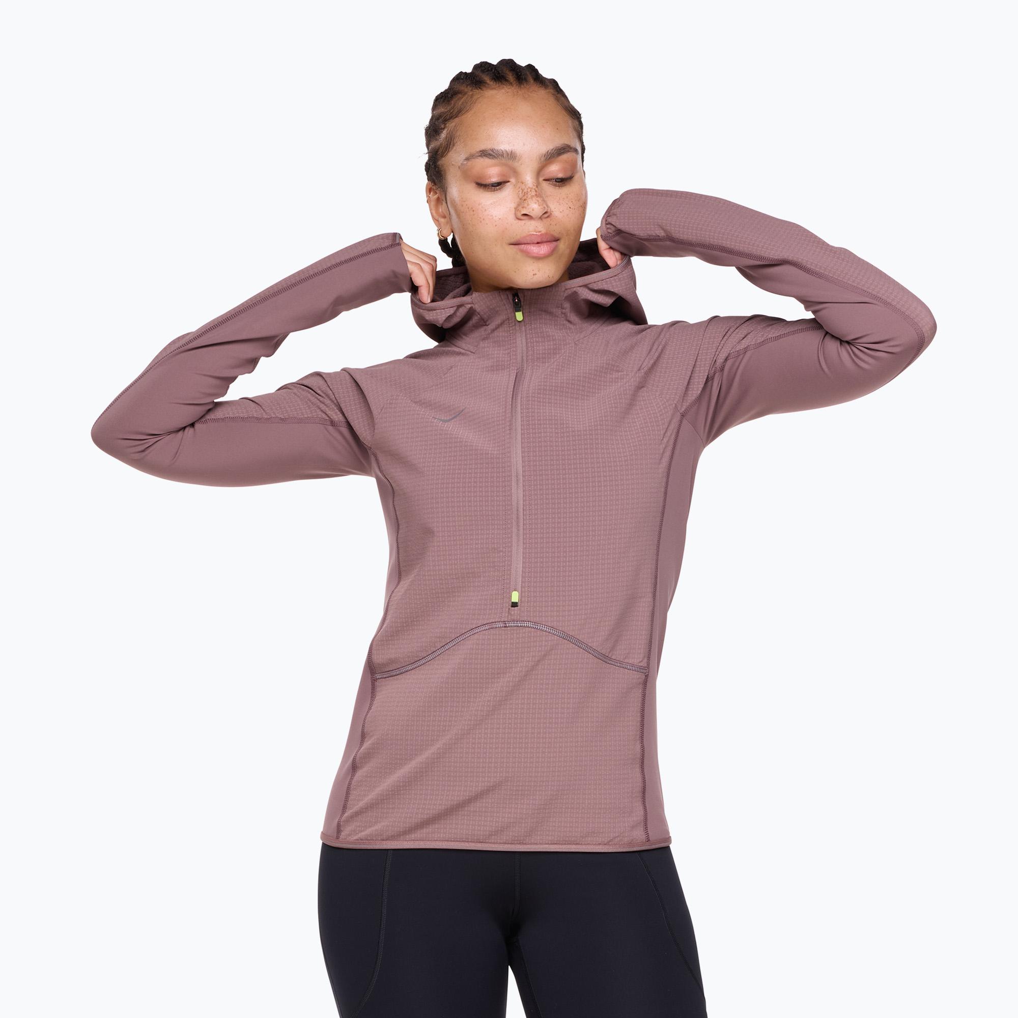 Dámska bežecká mikina HOKA Sky Glow Half Zip smokey quartz (Sky Glow Half Zip 1156113-SMK)