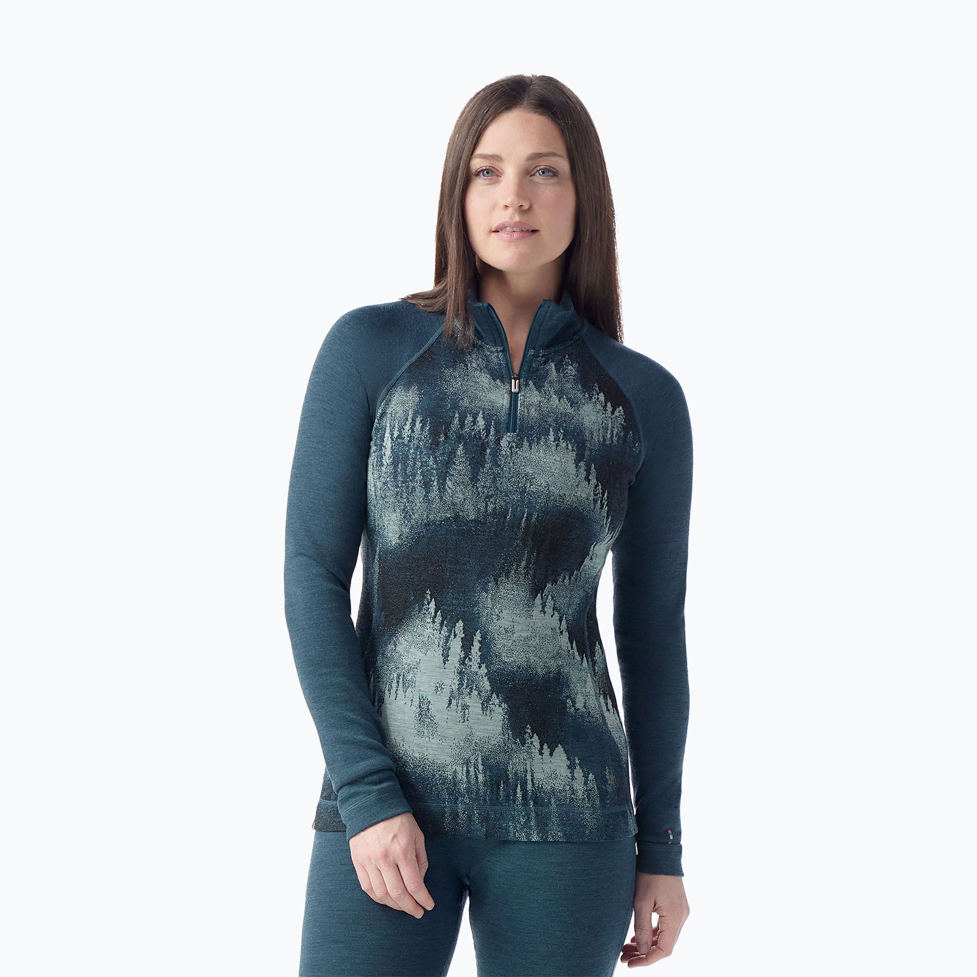 Dámska termo mikina Smartwool Classic Thermal Merino Base Layer 1/4 Zip Boxed twilight foggy pines (Classic Thermal Merino Base Layer 1/4 Zip Boxed