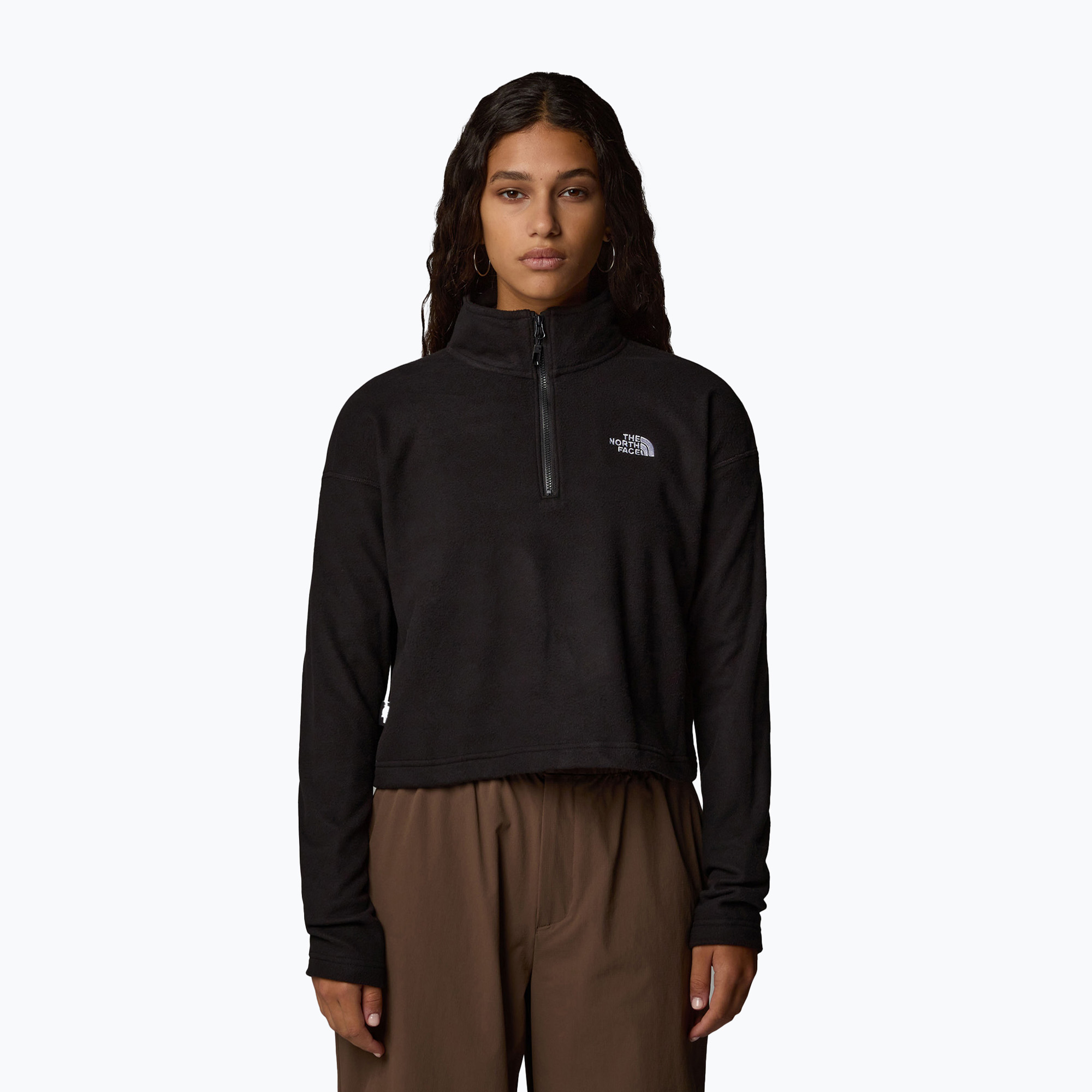 Dámska mikina The North Face 100 Glacier Cropped 1/4Zip tnf black/npf (100 Glacier Cropped 1/4Zip NF0A855N4H01)