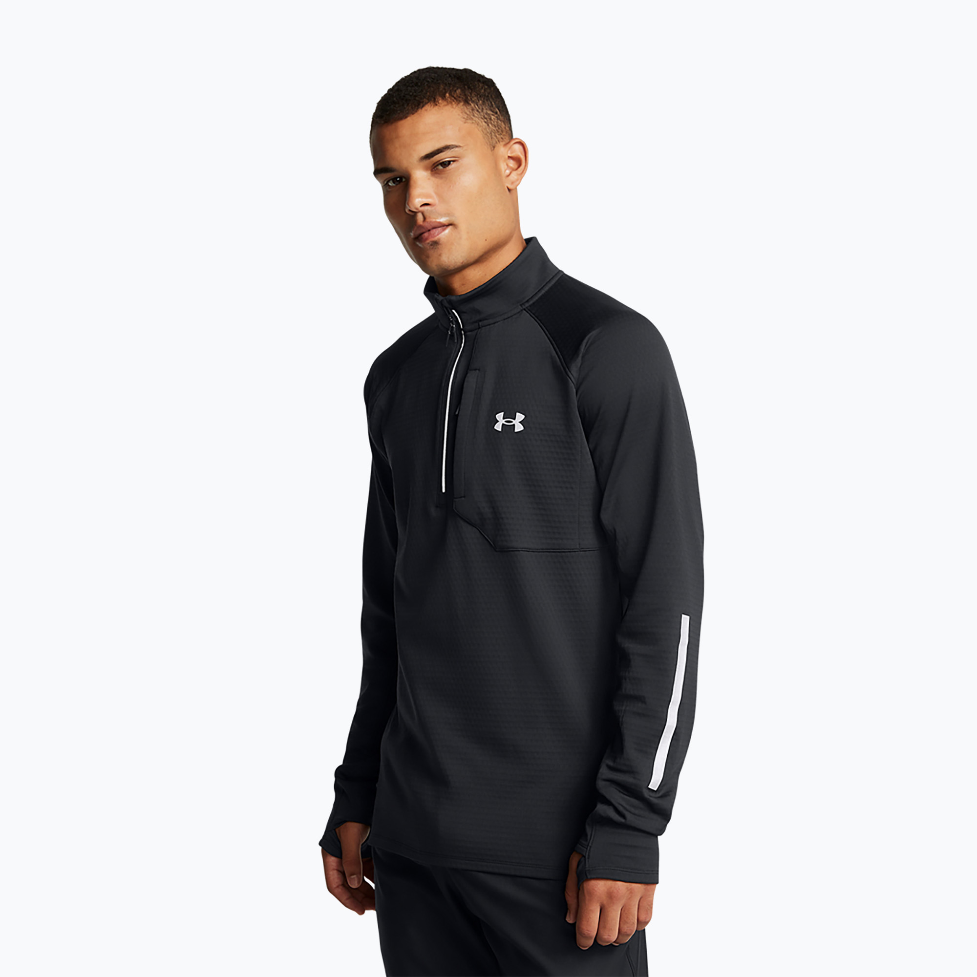 Pánska bežecká mikina Under Armour Launch Elite CW Half Zip black/reflective (Launch Elite CW Half Zip 1386676-001)