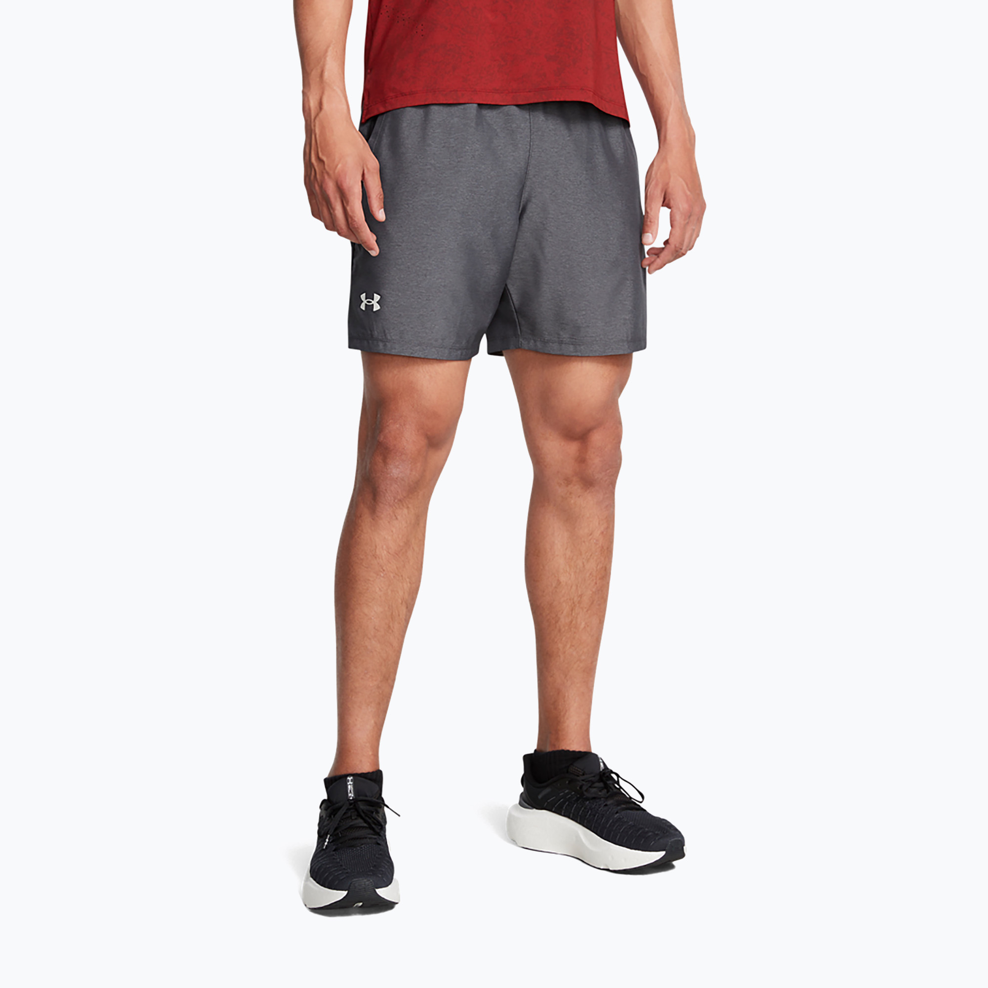 Pánske bežecké šortky Under Armour Launch 7" Heather black / black / reflective (Launch 7" Heather 1387010-001)
