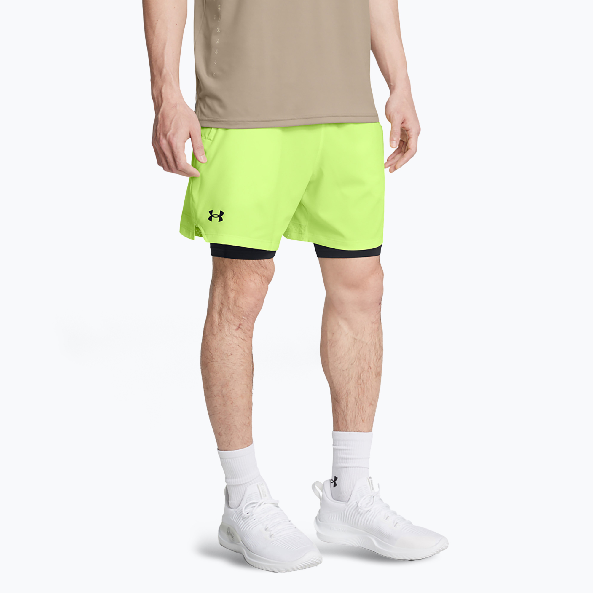 Pánske tréningové šortky Under Armour Vanish Woven 2in1 Sts morph green/blavk/black (Vanish Woven 2in1 Sts 1373764-304)