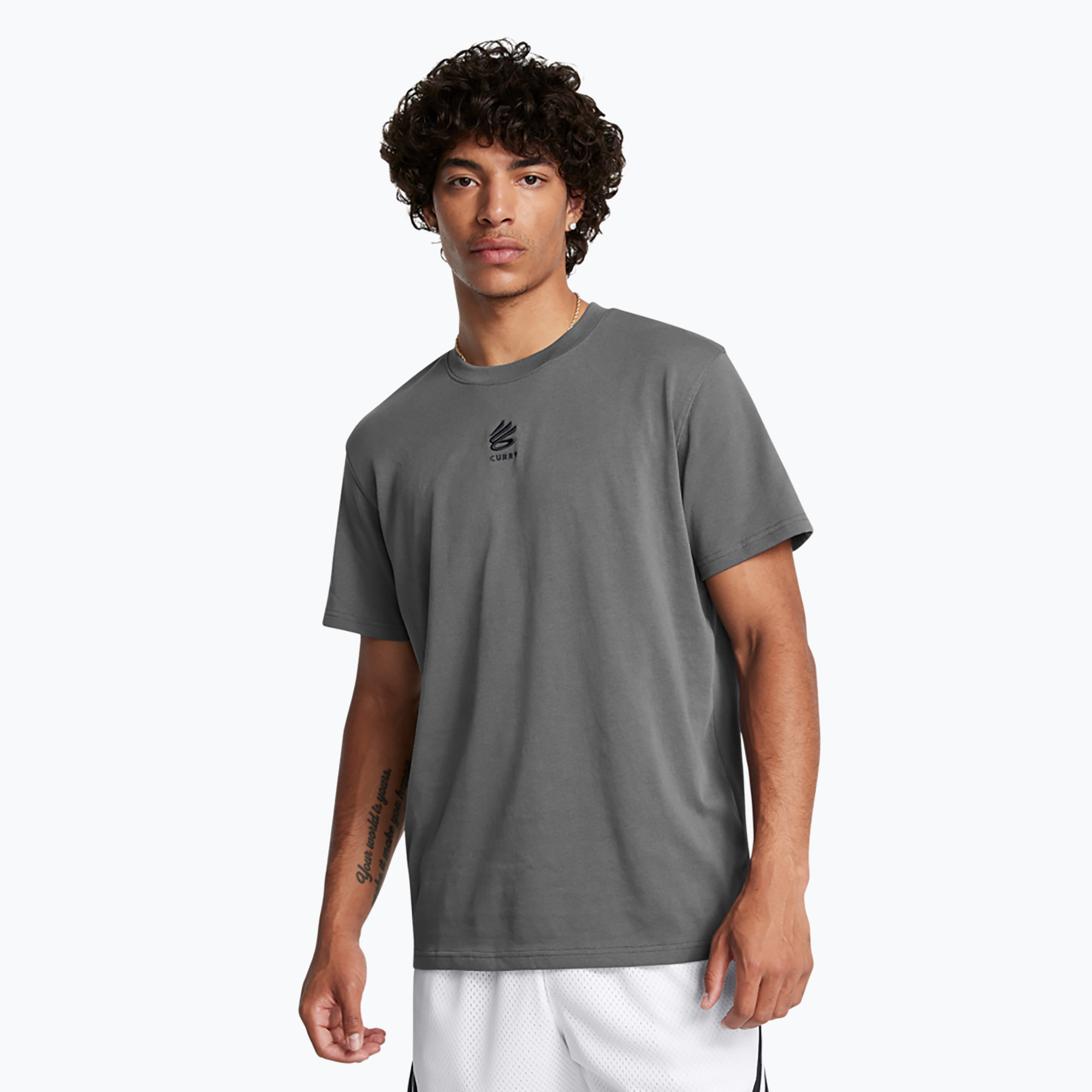 Pánske tričko Under Armour Curry Hvyweight Logo castlerock/black