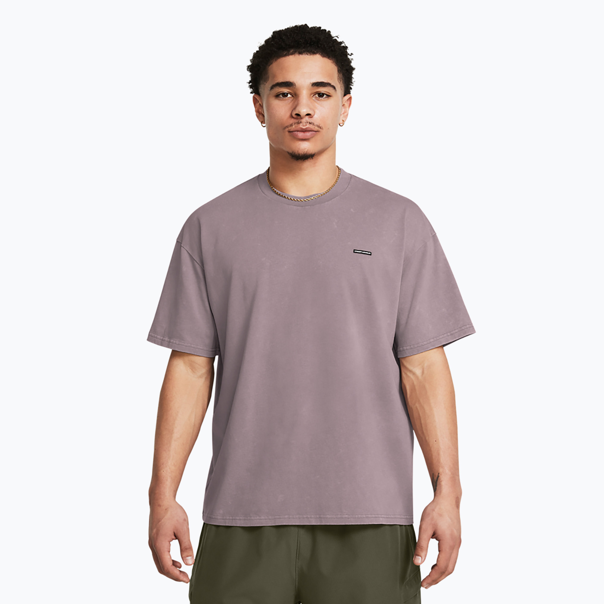 Pánske tričko Under Armour HW OS Logo tetra gray/white (HW OS Logo Wash 1389147-015)