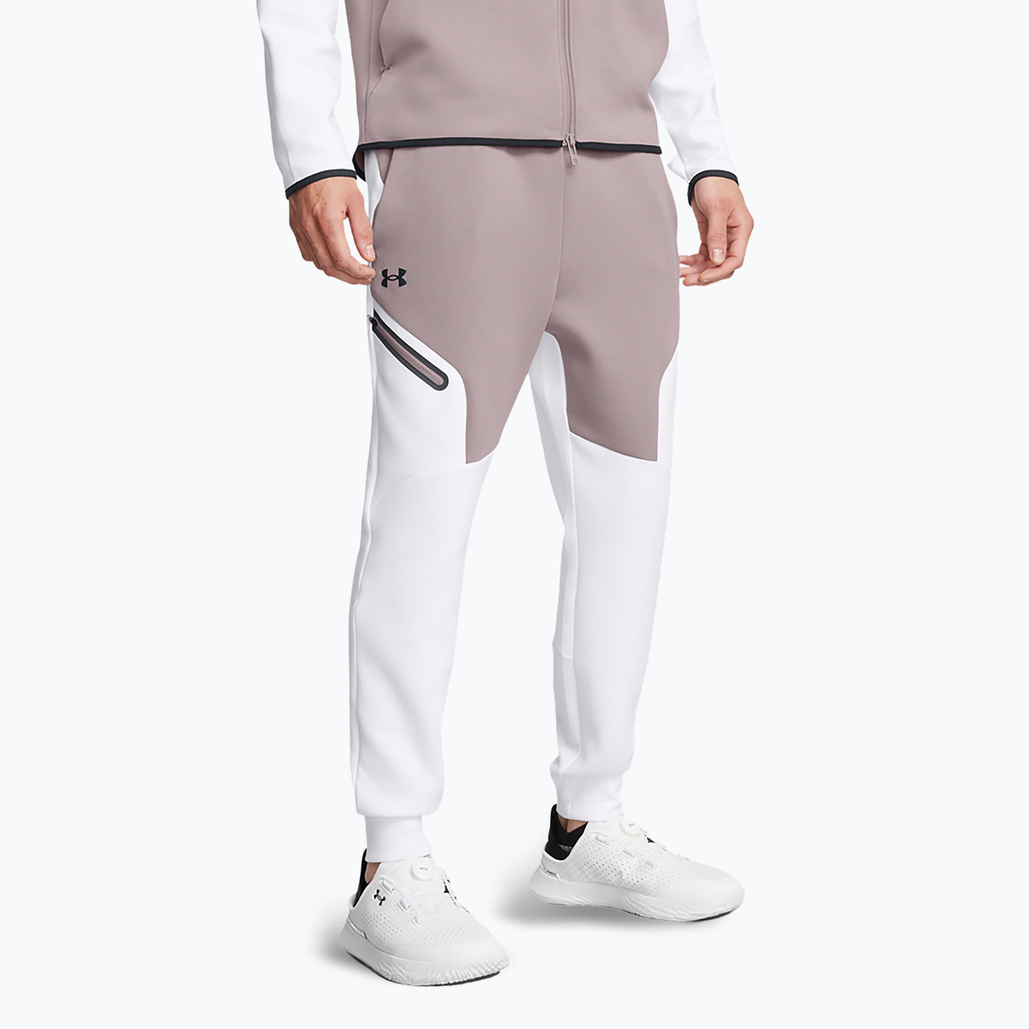 Pánske nohavice Under Armour Unstoppable Fleece tetra gray/white/black