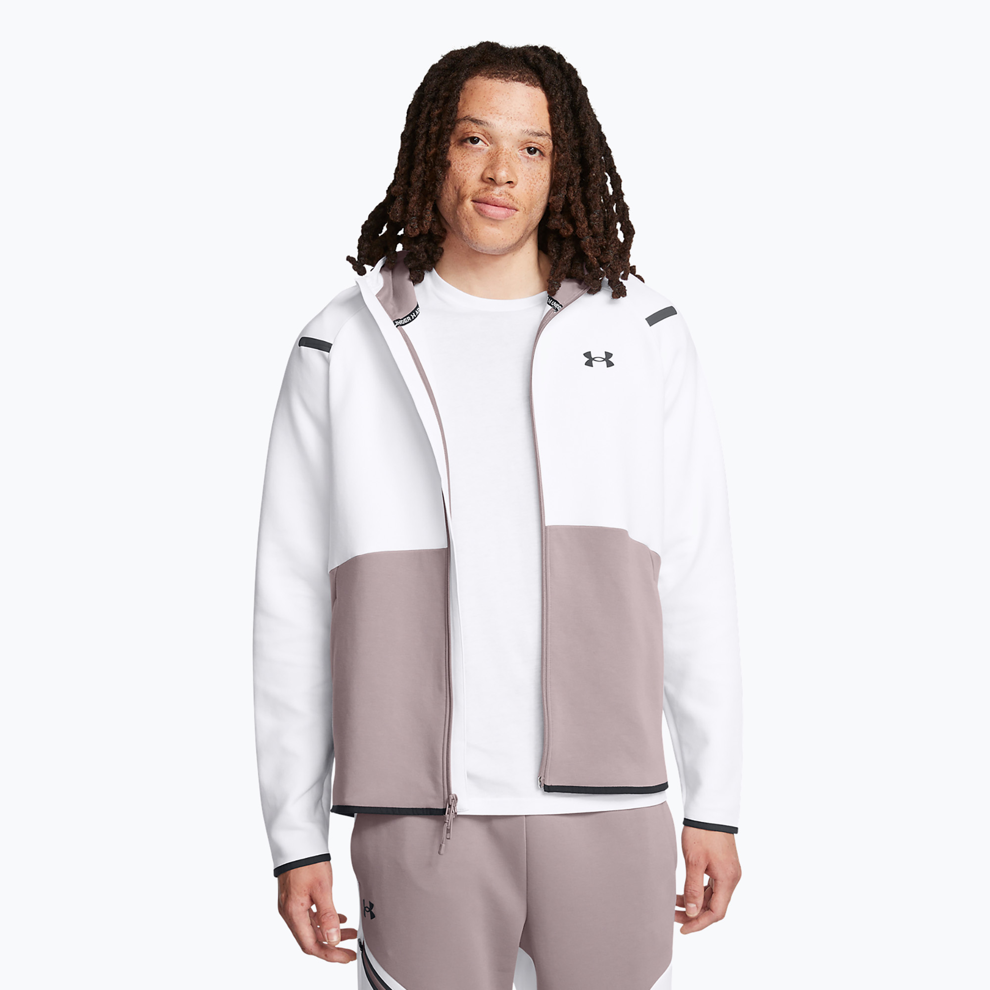 Pánska mikina Under Armour Unstoppable Fleece Full Zip HD tetra gray/white/black