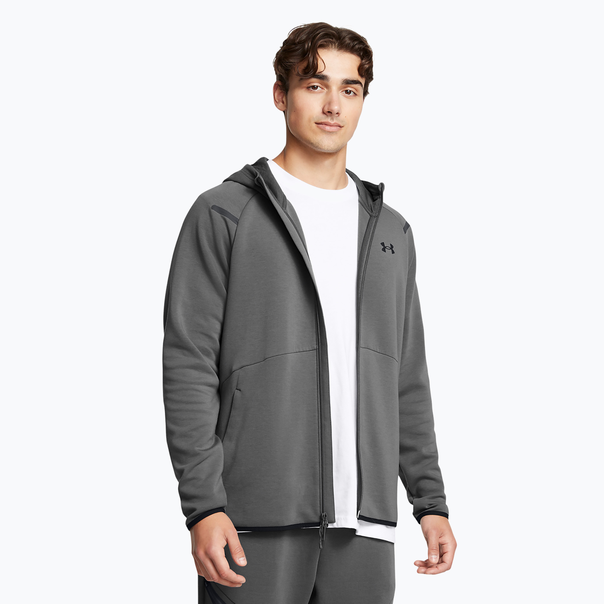 Pánska mikina Under Armour Unstoppable Fleece Full Zip HD castlerock/black (Unstoppable Fleece Full Zip HD 1389352-025)