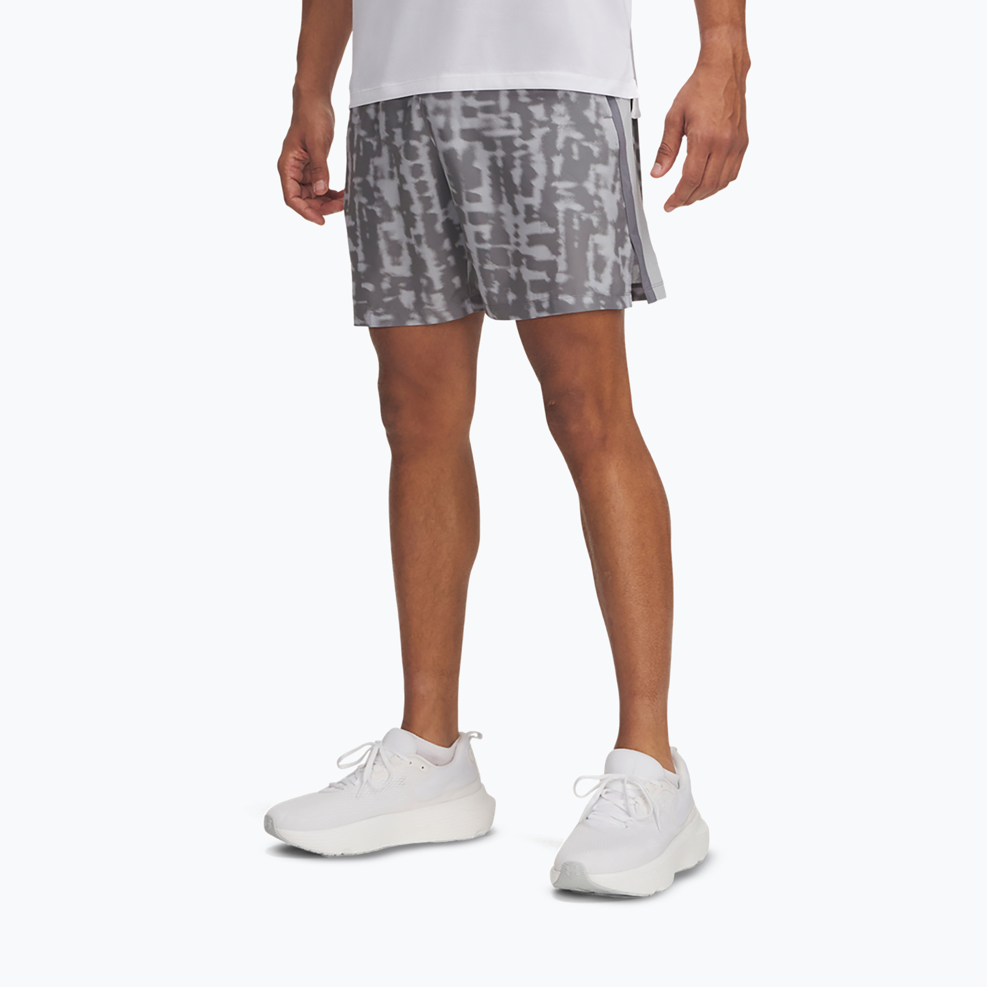 Pánske bežecké šortky Under Armour Launch 7" s potlačou castlerock / antracit / reflexné (Launch 7" Print 1382621-011)