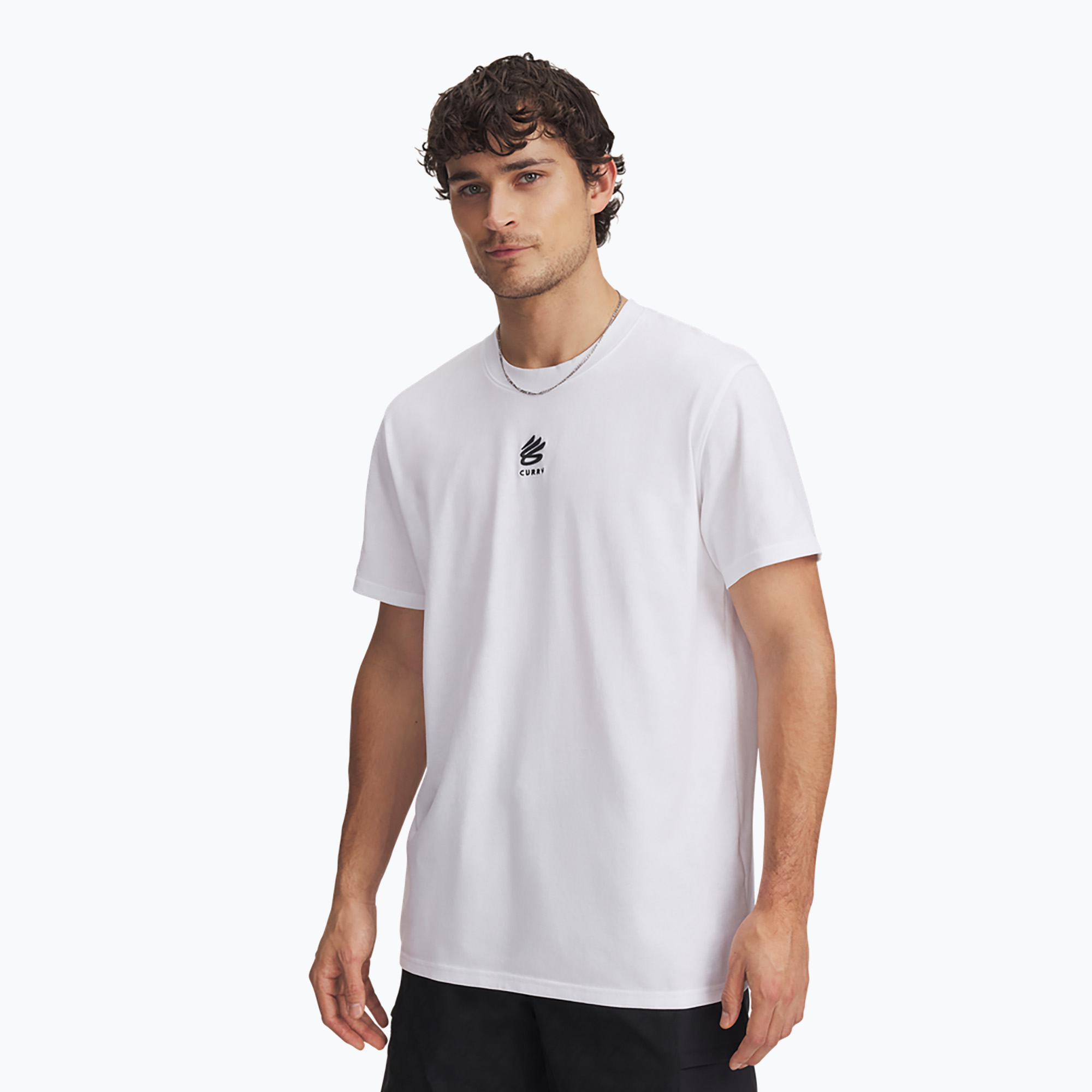 Pánske tričko Under Armour Curry Hvyweight Logo T-shirt white/black (Curry Hvyweight Logo SS 1387107-100)