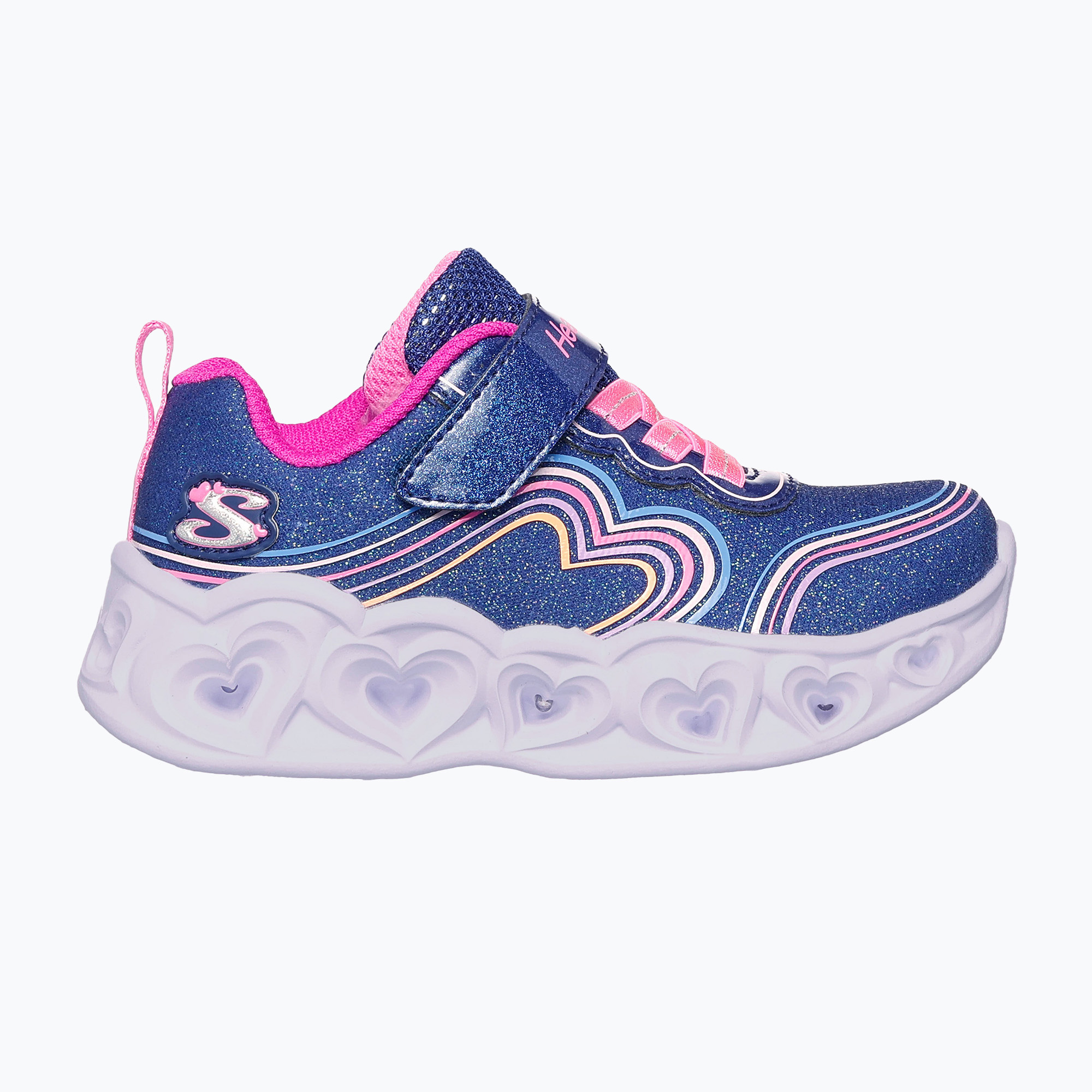 Detské topánky SKECHERS Heart Lights Retro Hearts navy leather/multi trim (Heart Lights Retro Hearts 302689N NVMT)