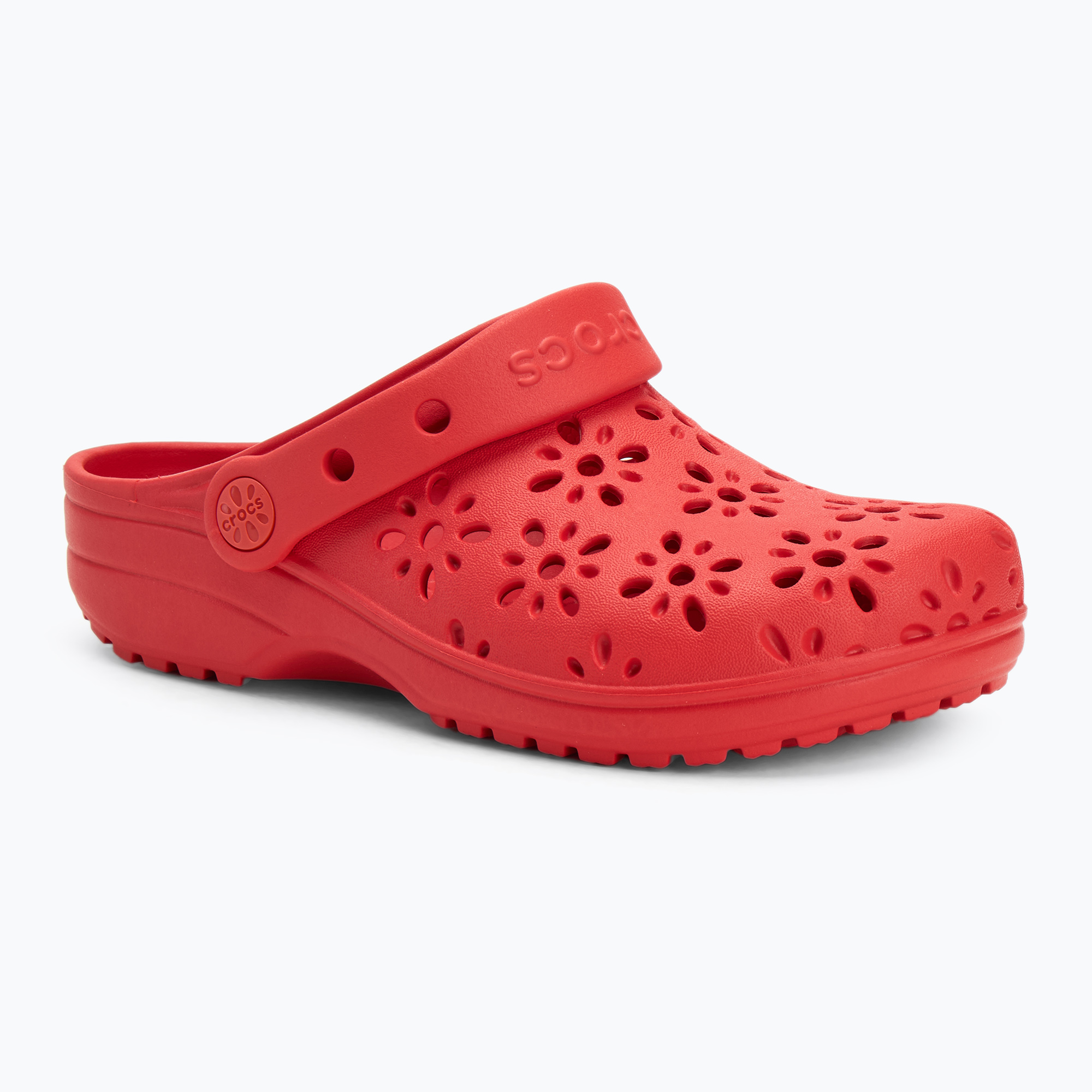 Detské nazúvaky Crocs Classic Floral Cutout Clog Kids cherry red (Classic Floral Cutout Clog Kids 210943-6ZR)