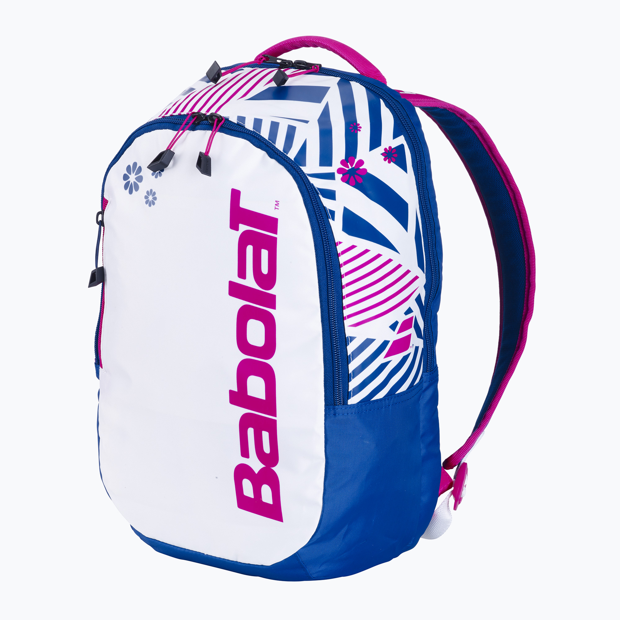 Detský tenisový batoh Babolat 14 l white/blue (Kids 753108)