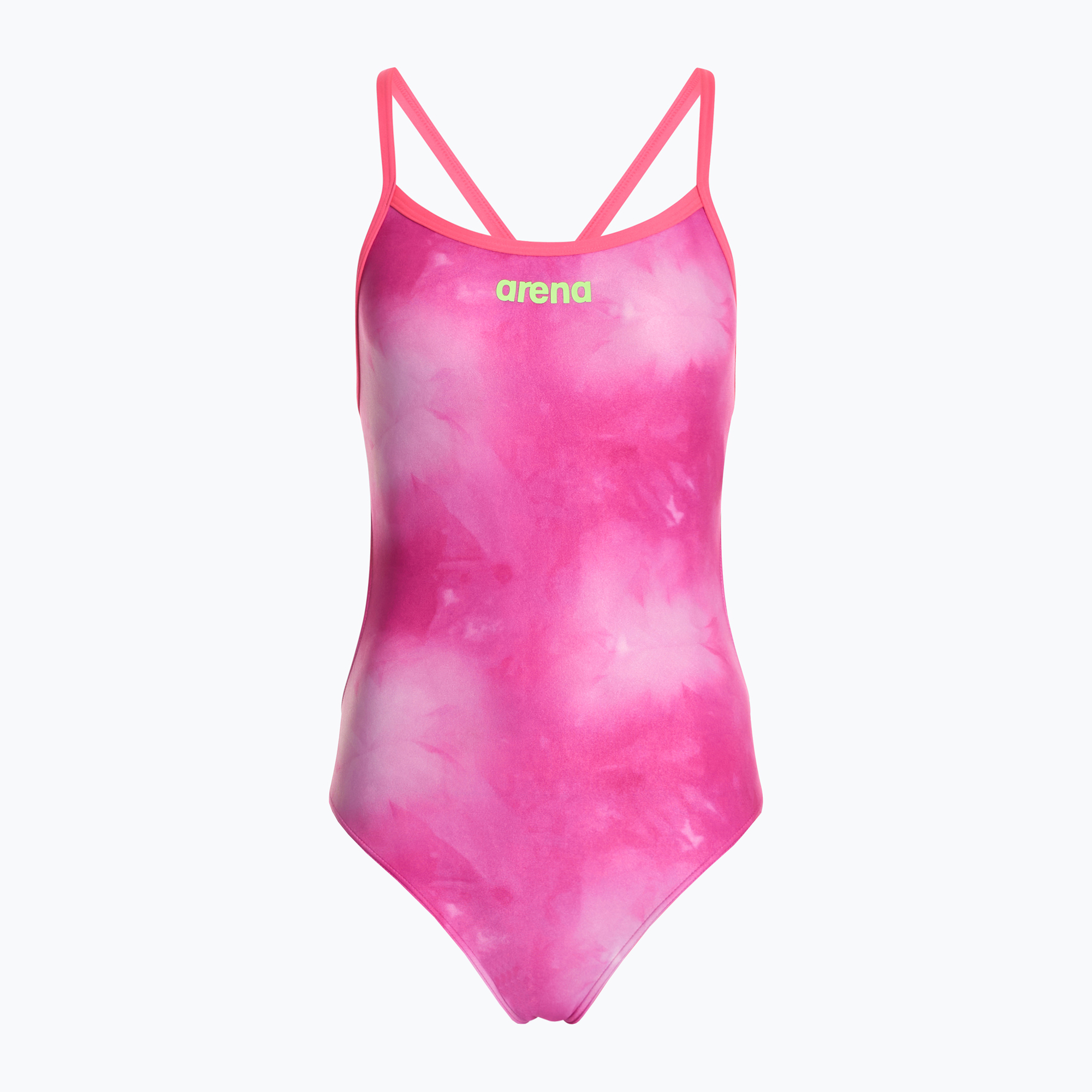 Dámske jednodielne plavky arena Tie-Dye Challenge Back Allover shocking pink multi/shocking pink (Tie-Dye Challenge Back Allover 010023/909)