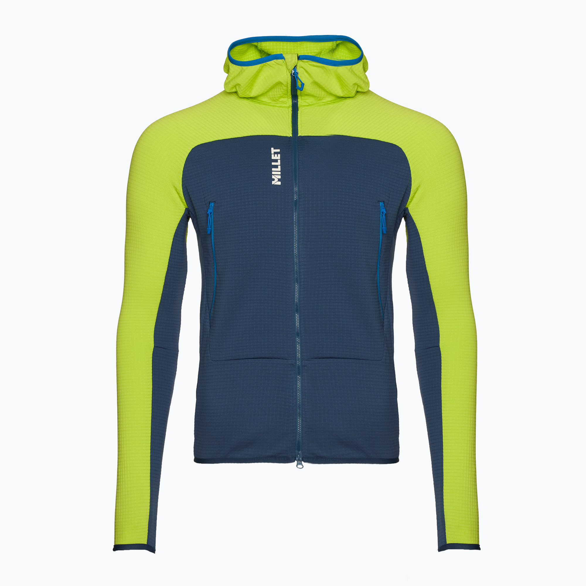 Pánska mikina Millet Fusion Grid Hoodie dark denim/acid green (Fusion Grid Hoodie MIV9024_N3179)
