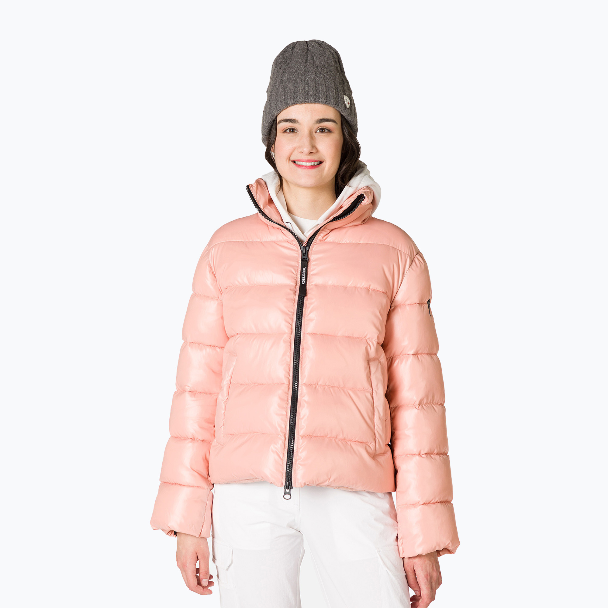 Dámska páperová bunda Rossignol Shiny Bomber pastelovo ružová (Shiny Bomber RLMWJ69)
