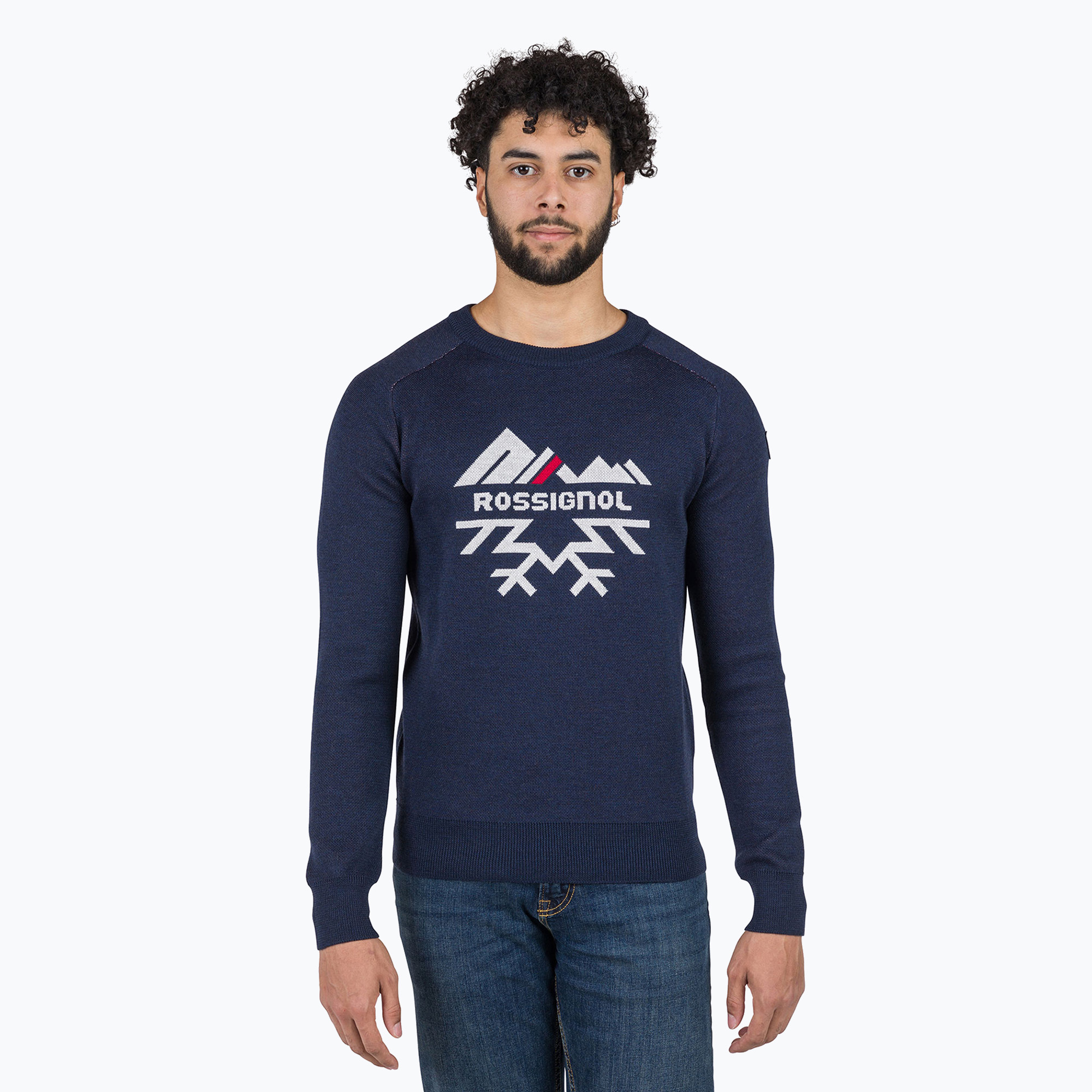 Pánsky sveter Rossignol Jacquard Crew Neck dark navy (Jacquard Crew Neck RLNMO06_715)