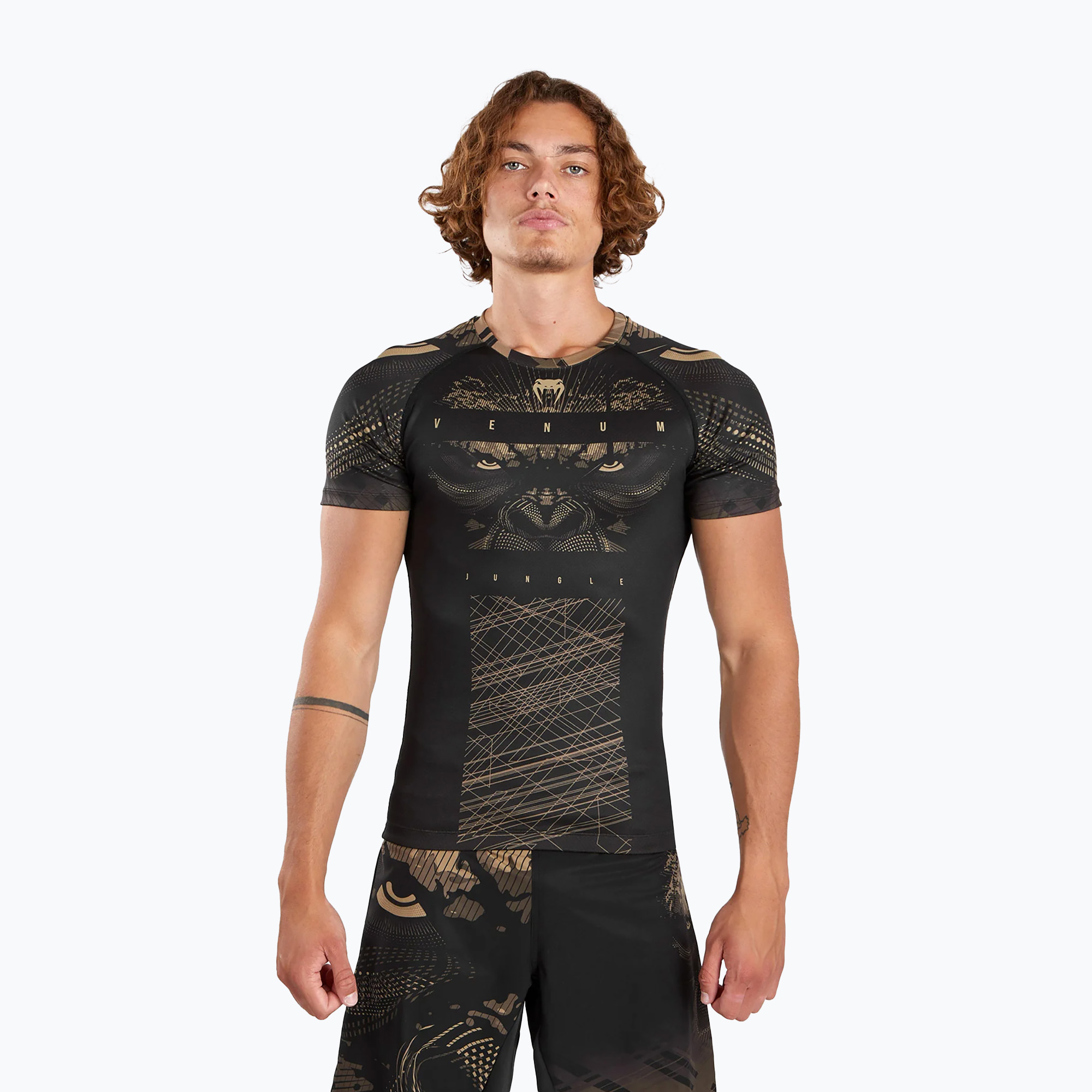 Pánsky Rushguard Venum Gorilla Jungle black/sand (Gorilla Jungle Rashguard 05077)