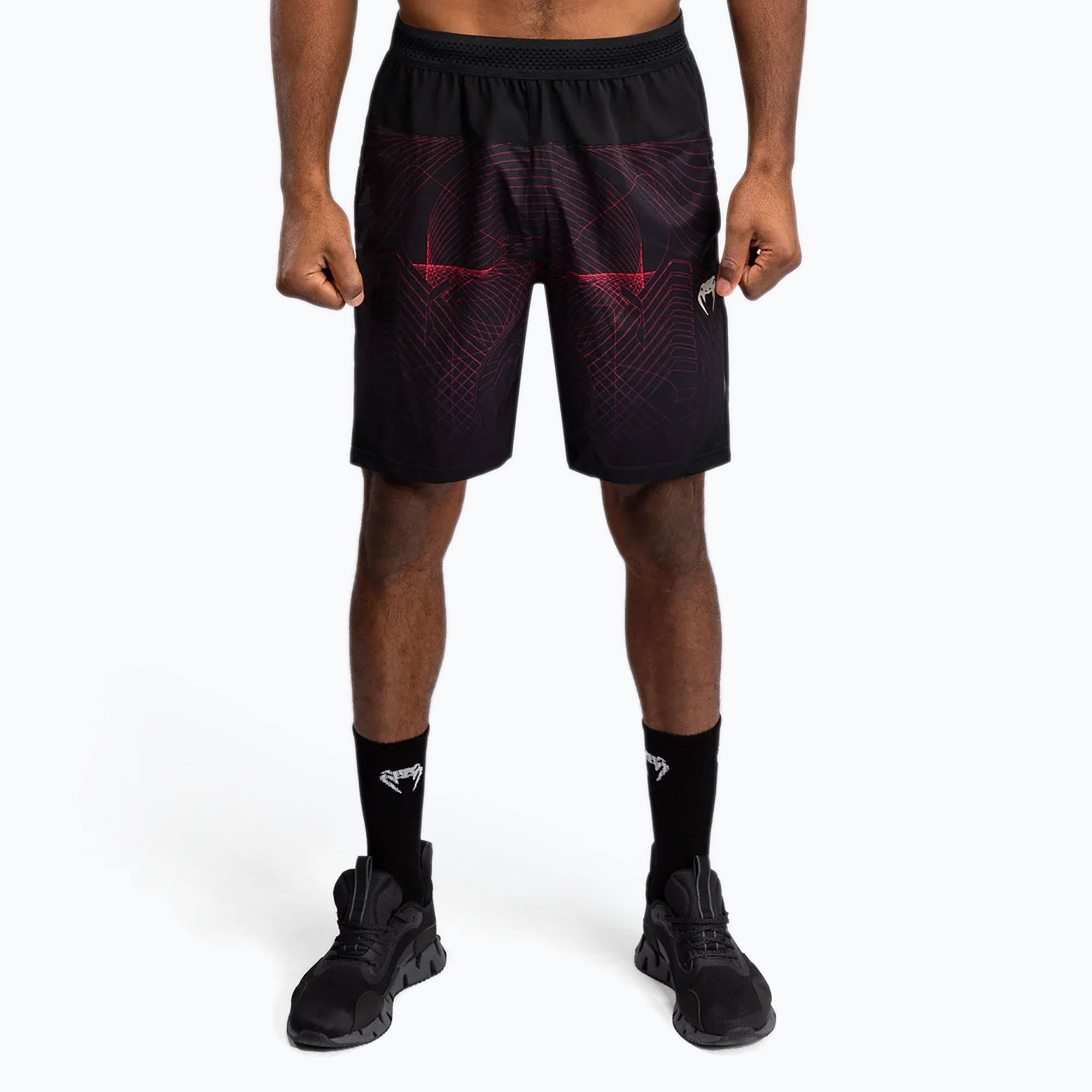 Pánske tréningové šortky Venum G-Fit Air Men'S Training Shorts deep black/fire red (G-Fit Air Men'S Training Shorts VENUM-05006-100)