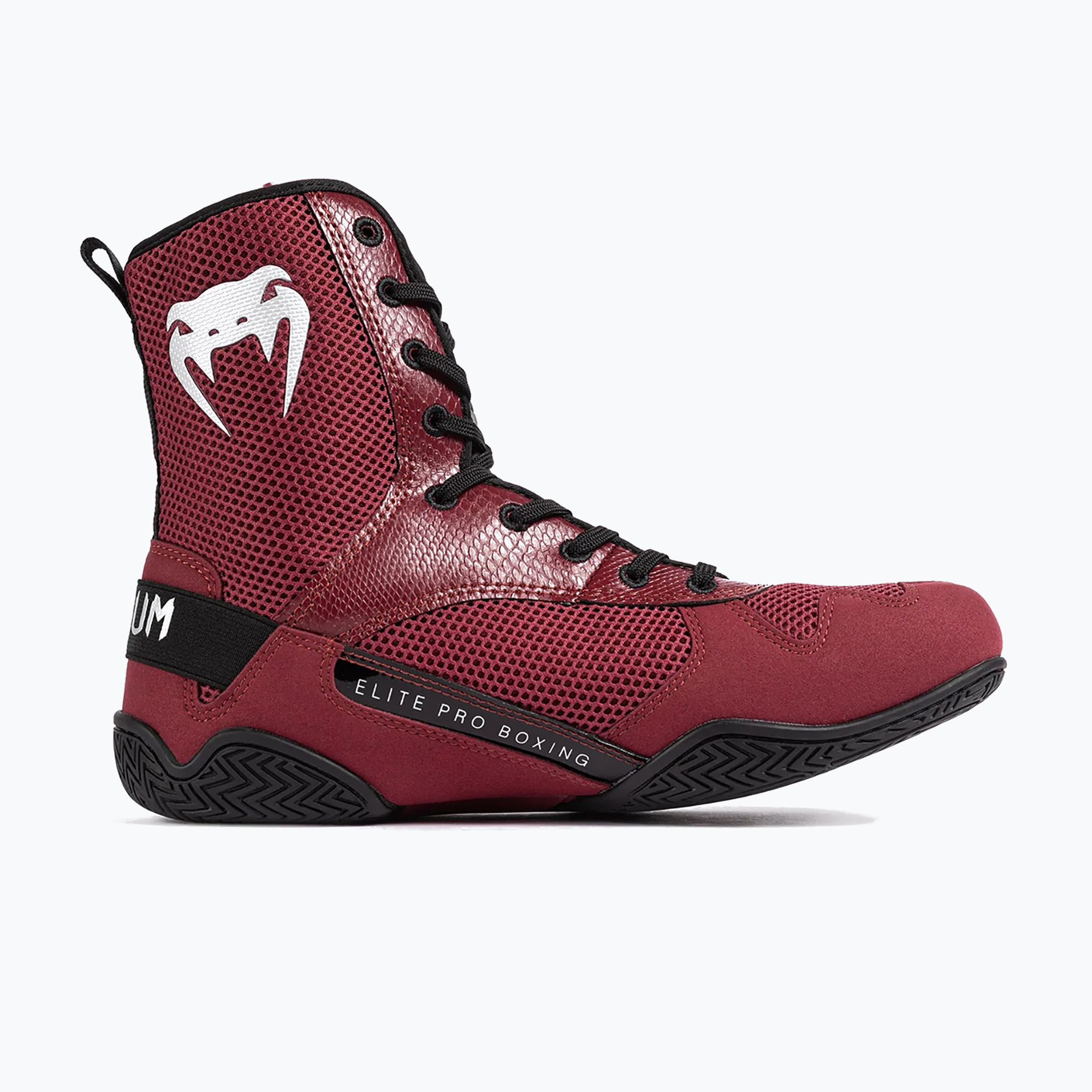 Venum Elite Boxerská obuv vínna lesklá/strieborné logo (Elite Boxing VENUM-03681-050)
