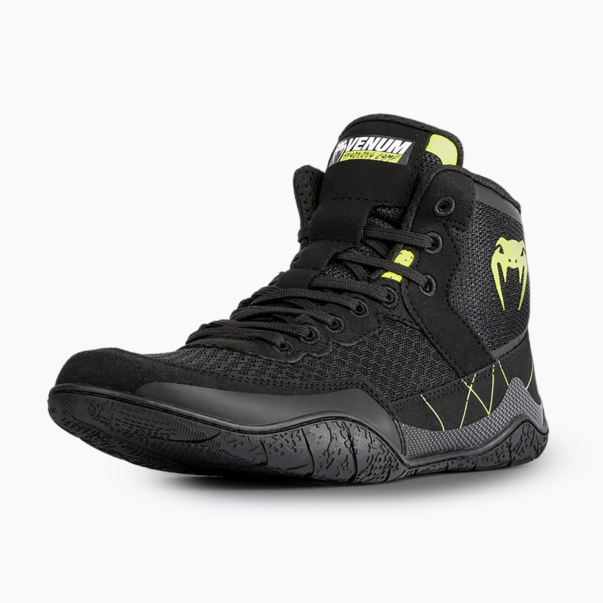 Venum Training Camp 4.0 Zápasnícke boxerské topánky black/neo green (Training Camp 4.0 Wrestling VENUM-05499)