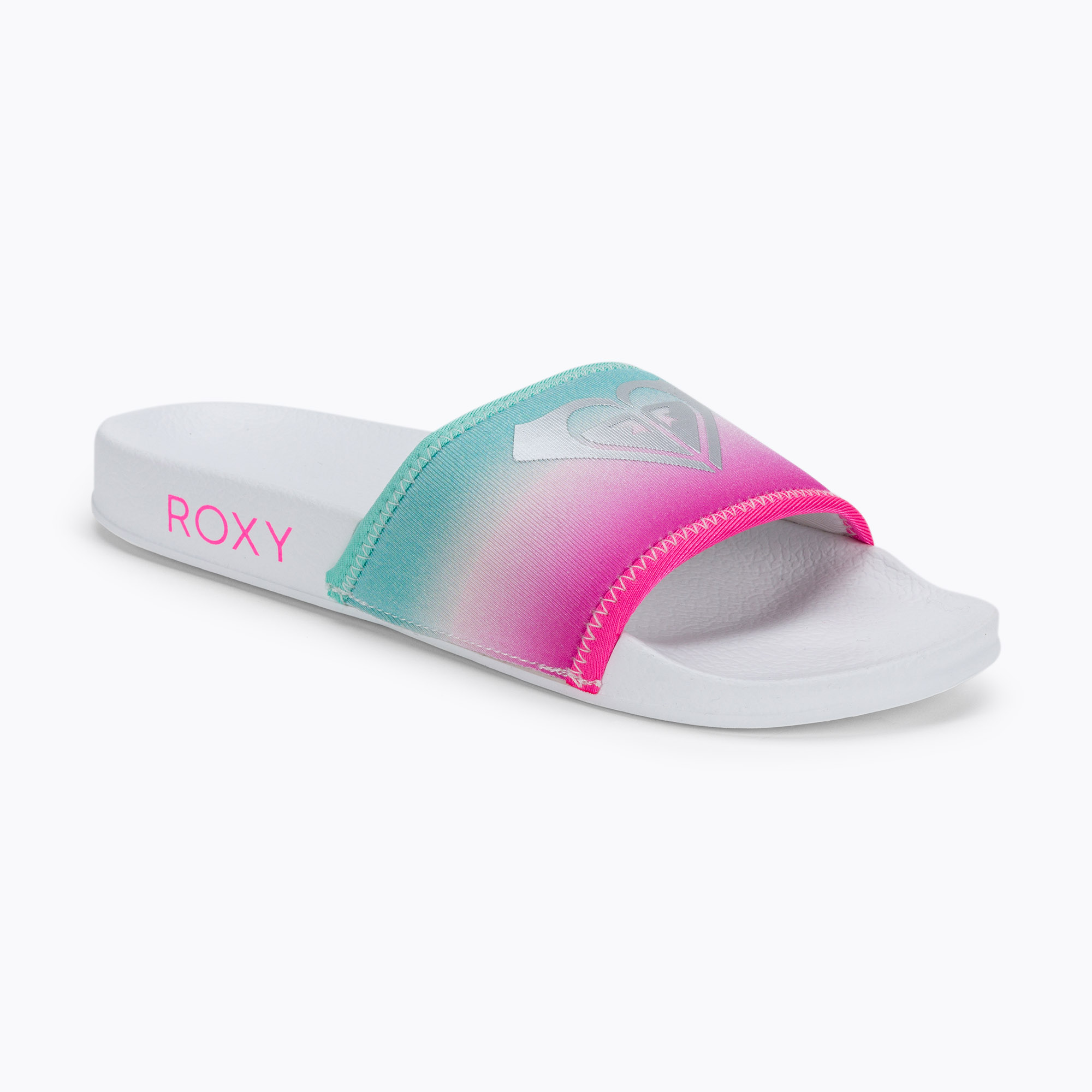 Detské žabky ROXY Slippy Neo G 2021 white/crazy pink/turquoise