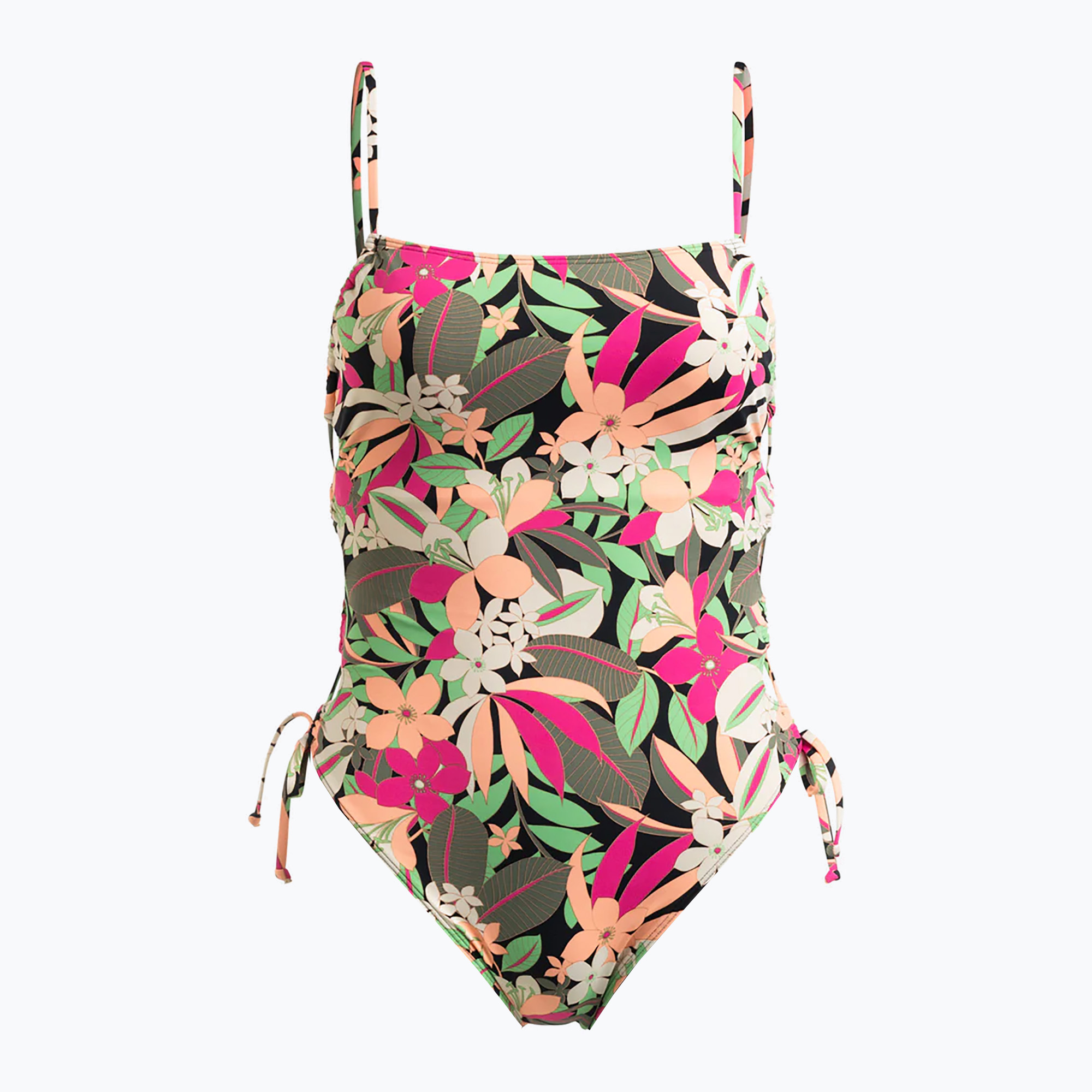 Dámske jednodielne plavky ROXY Printed Beach Classics Lace UP anthracite palm song s (PT Beach Classics Lace UP OP ERJX103618)